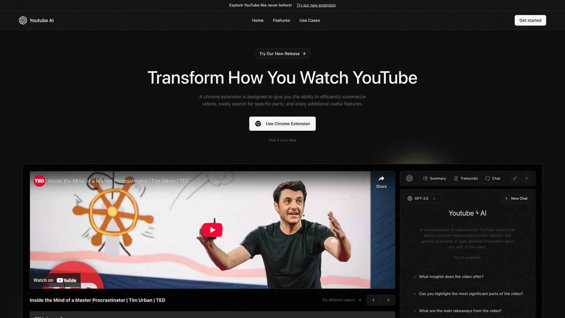 YouTube AI Extension template preview