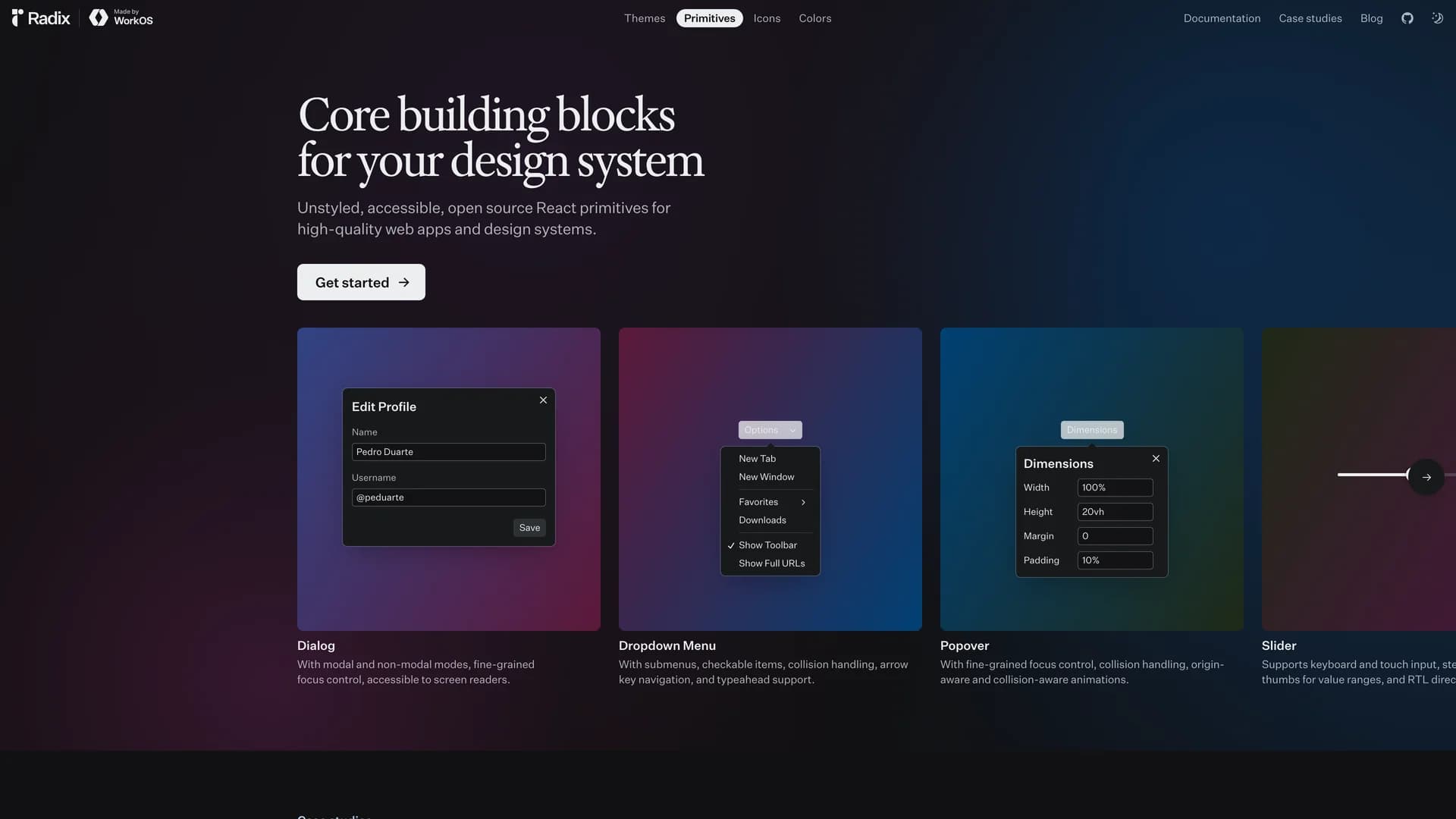 Radix UI Primitives template preview