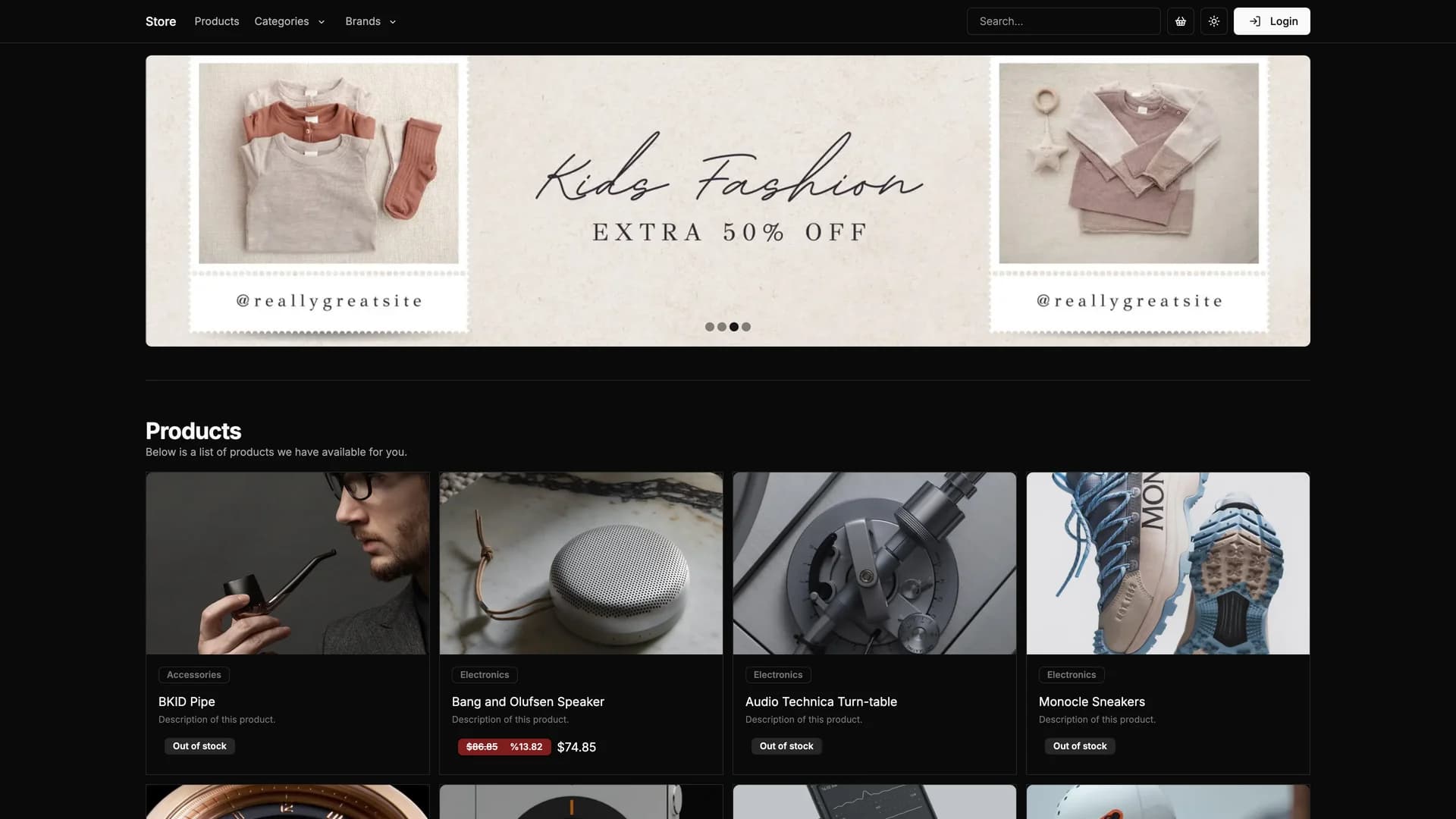 Next Prisma Tailwind Ecommerce template preview
