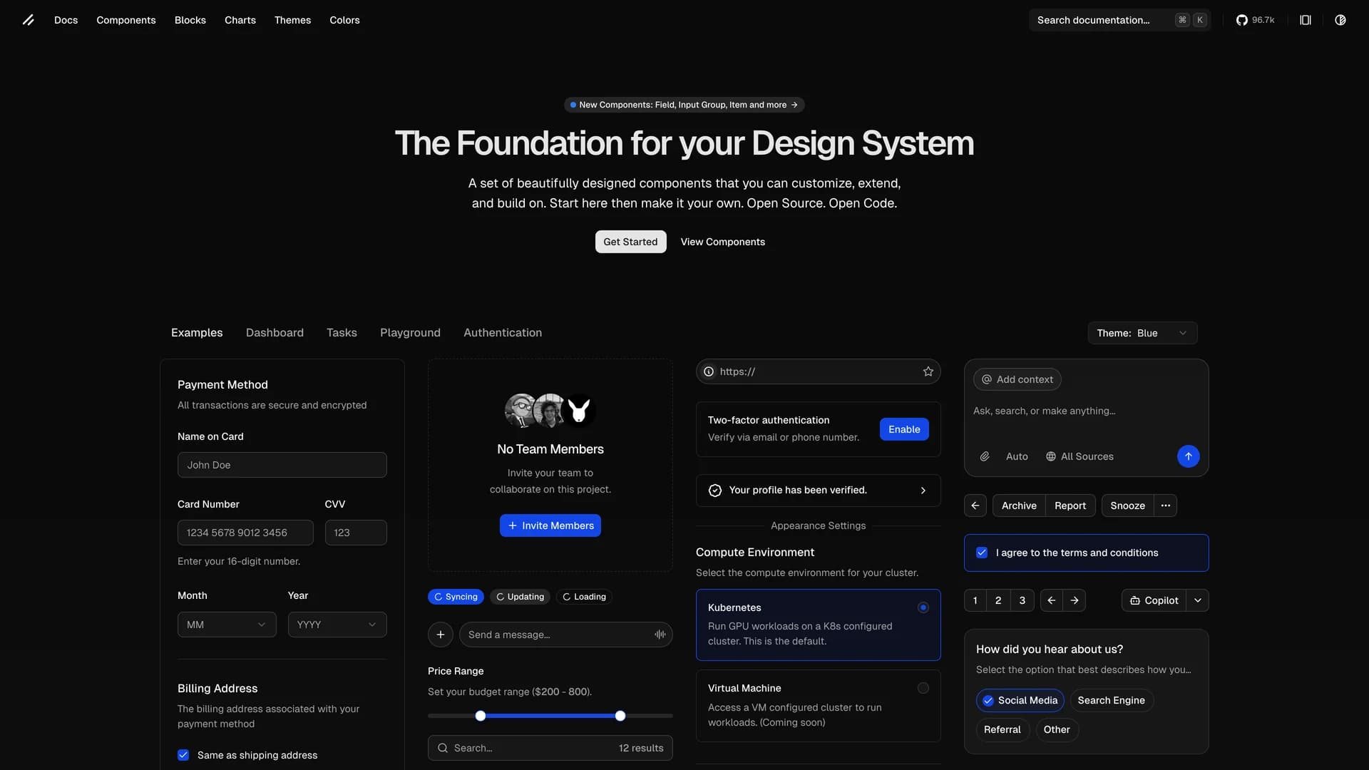 Shadcn UI template preview
