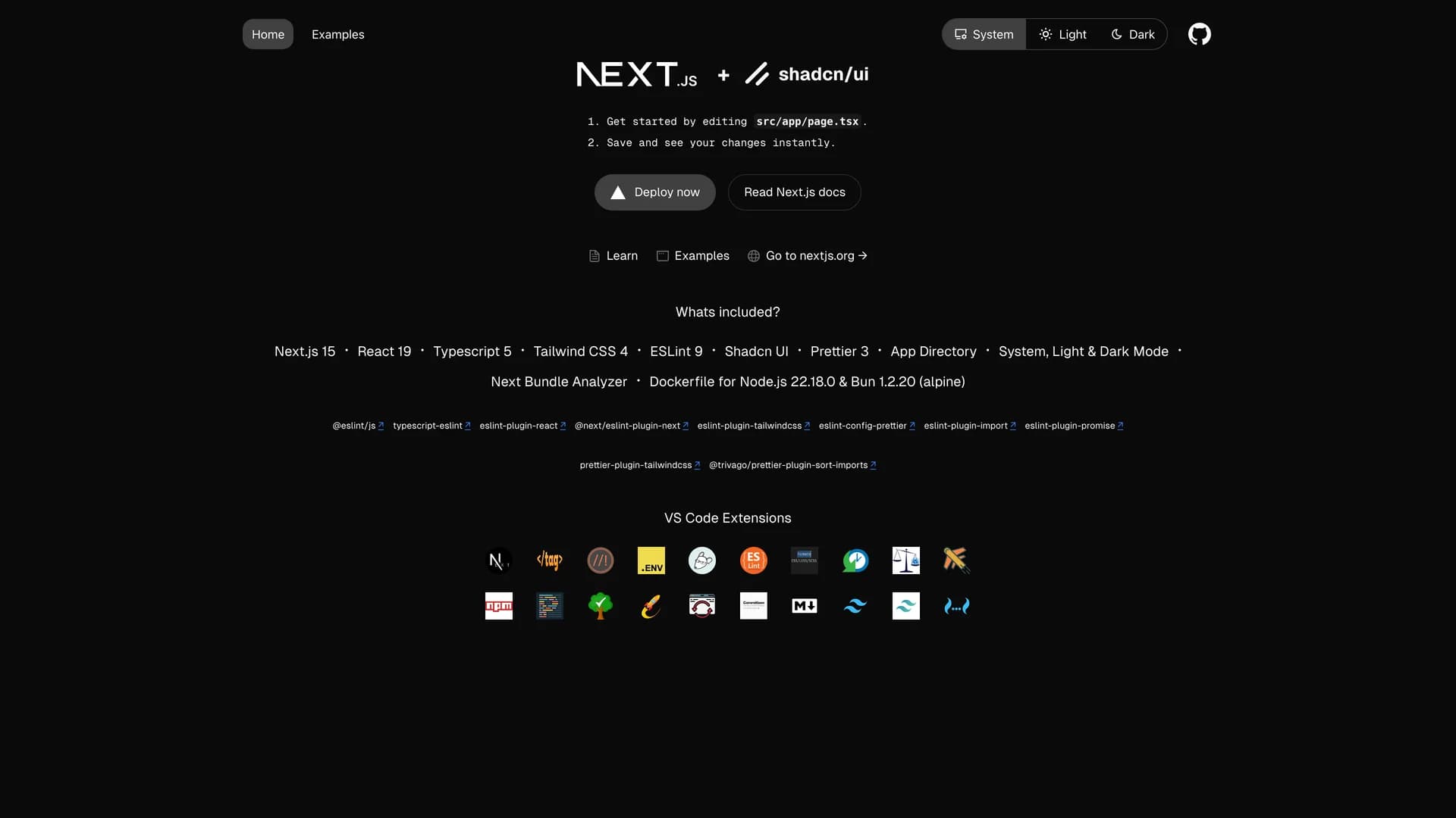 Next.js 15 Starter Shadcn template preview