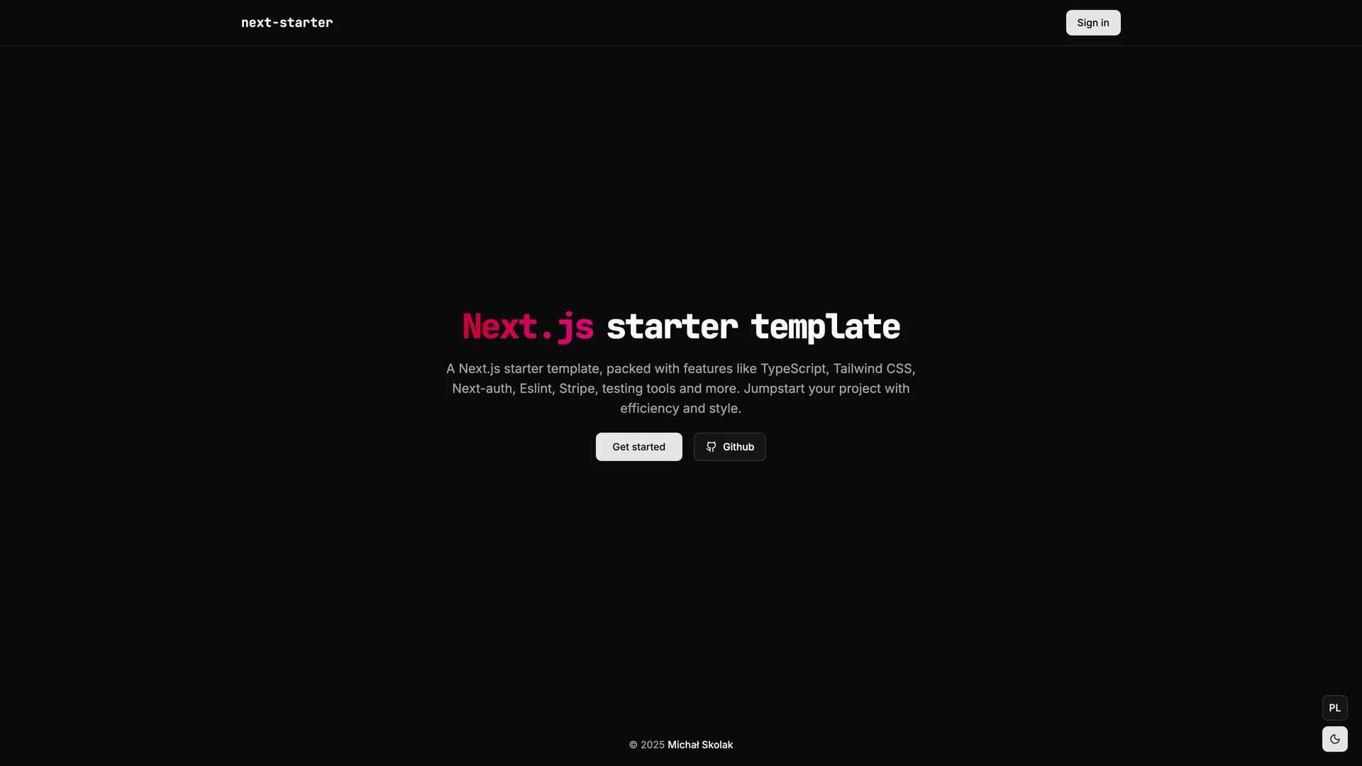 Next Starter template preview