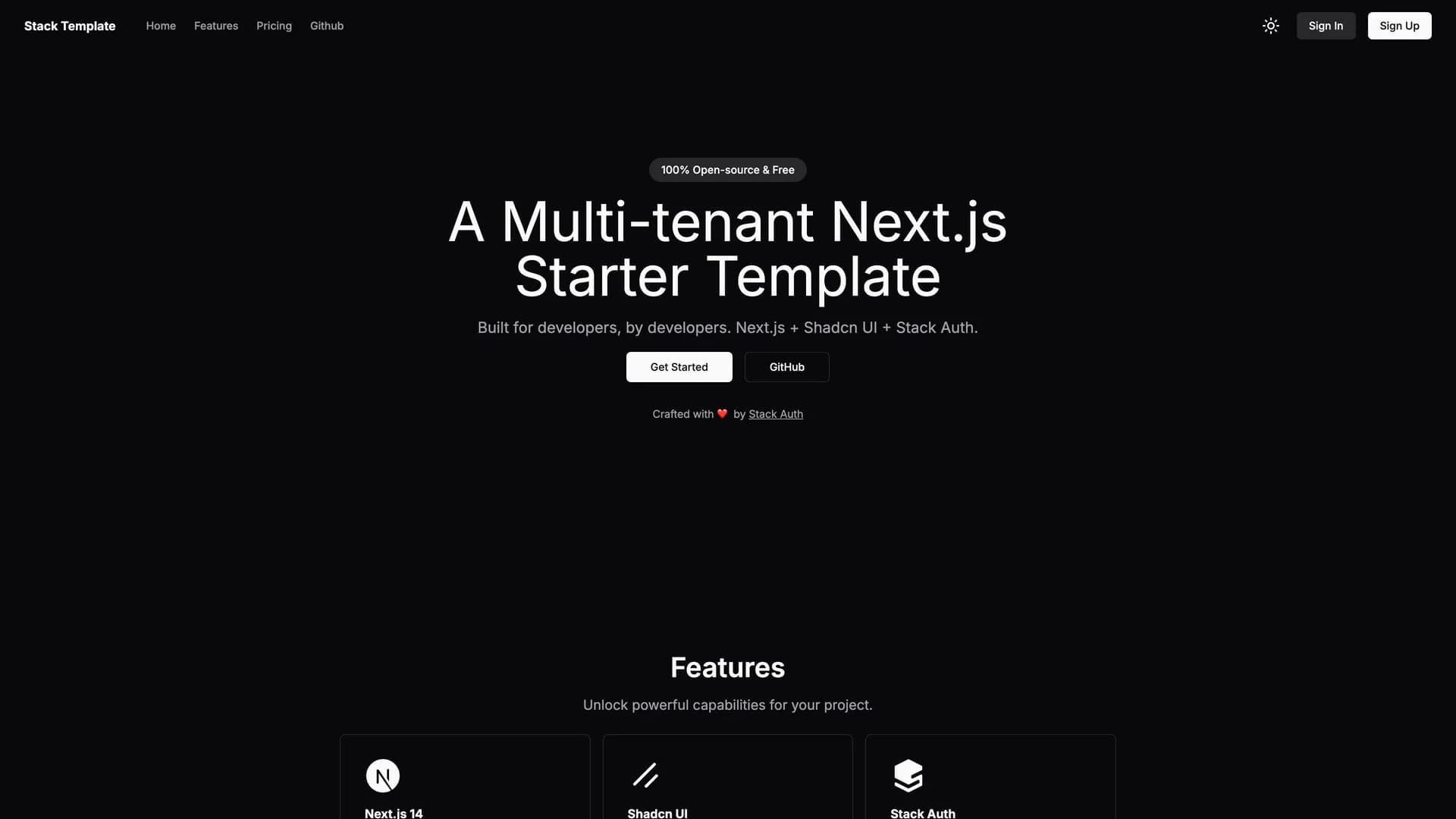 Stack Auth Multi Tenant Starter Template template preview