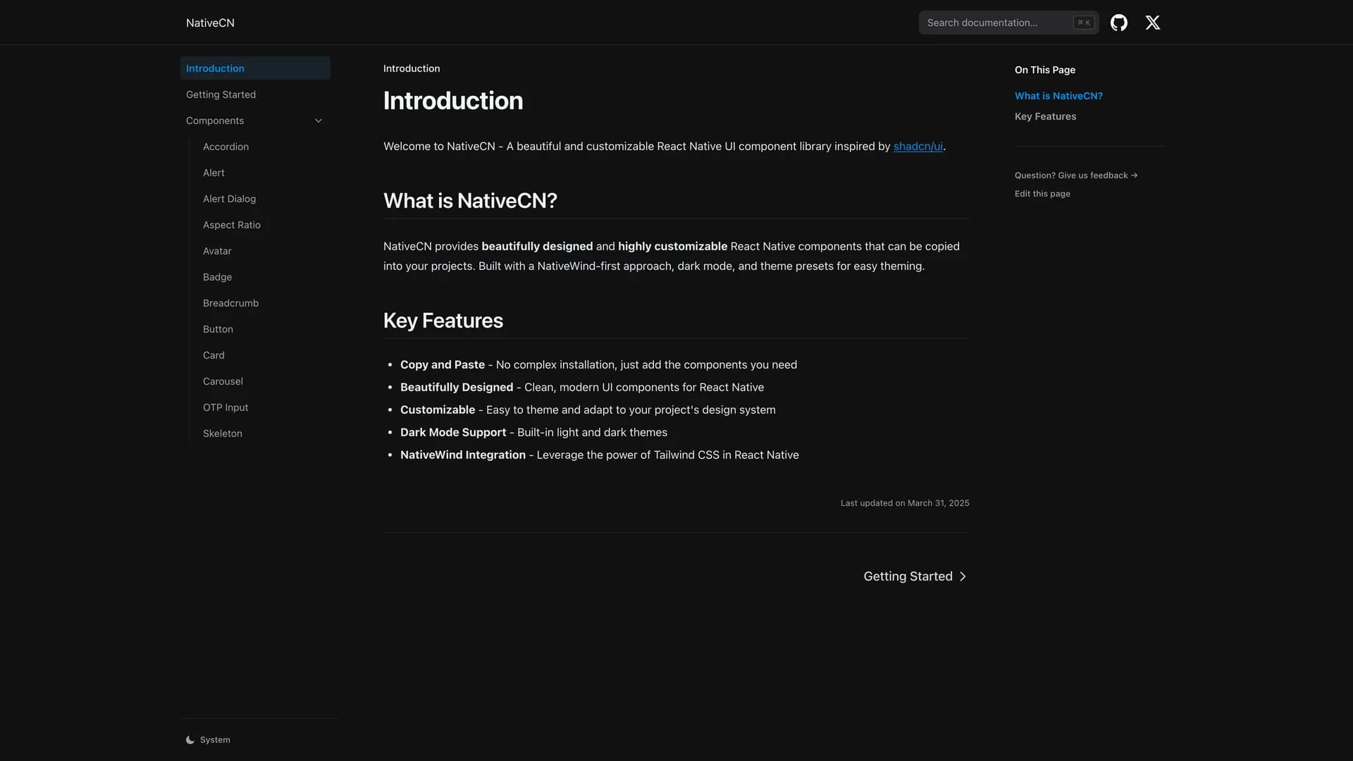 NativeCN template preview