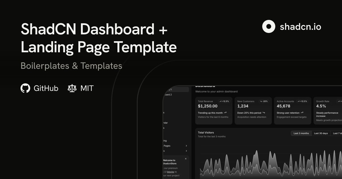ShadCN Dashboard + Landing Page Template, Vite or Next.js