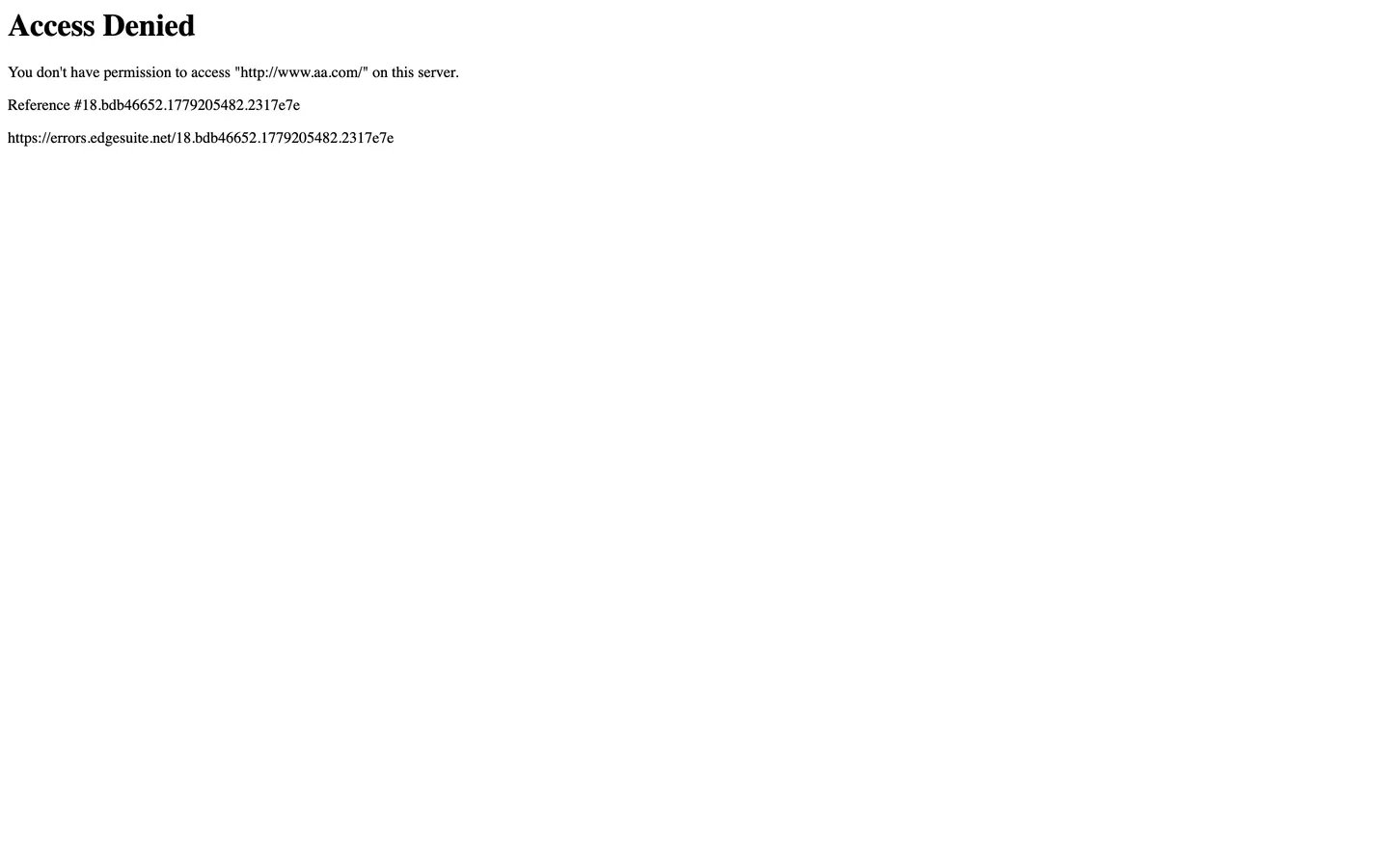 Screenshot of American Airlines's website at aa.com
