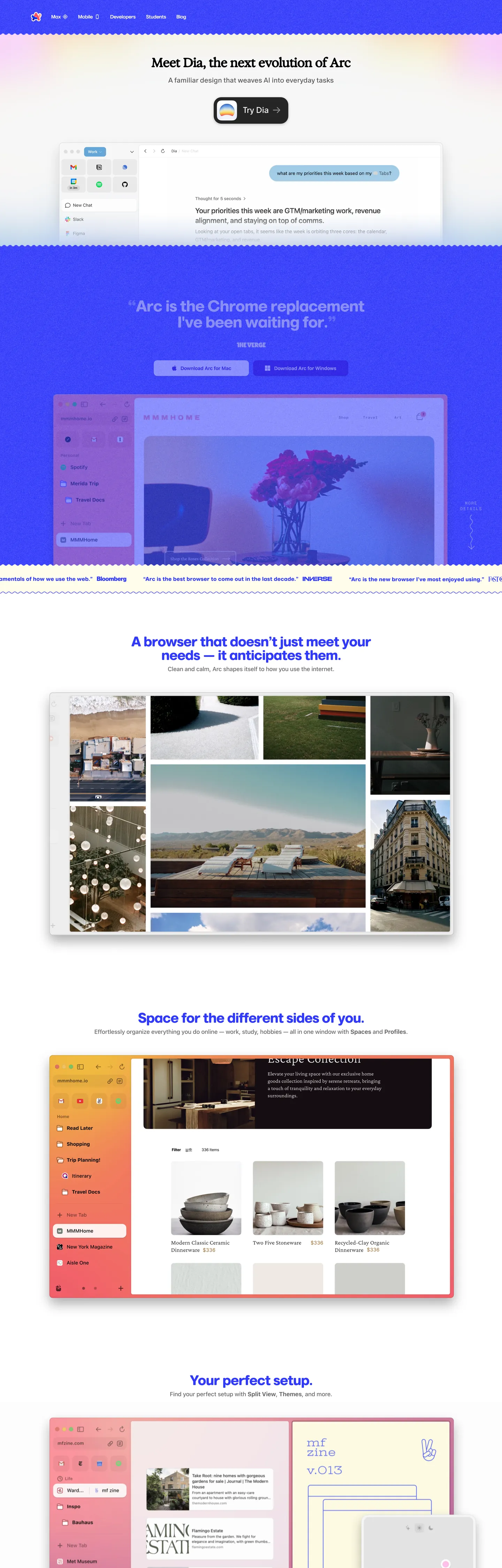 Screenshot of Arc's website at arc.net