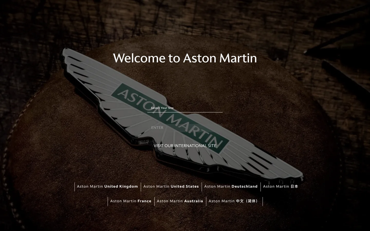 Screenshot of Aston Martin's website at astonmartin.com