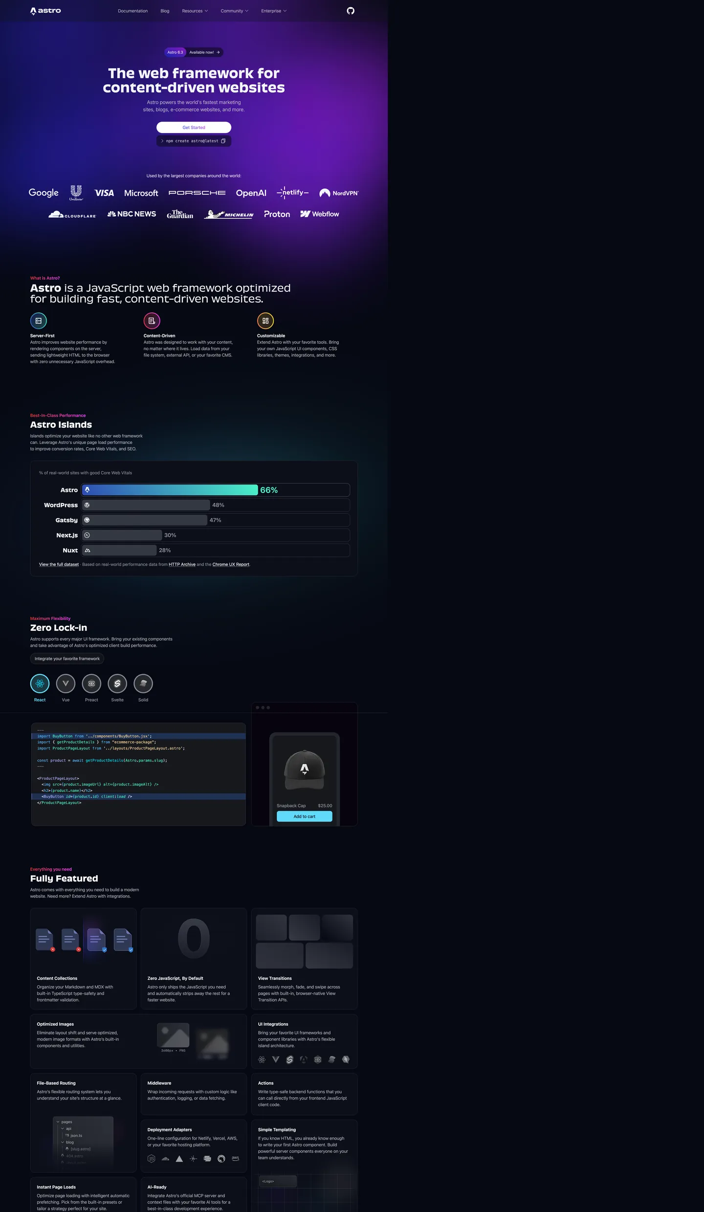 Screenshot of Astro's website at astro.build