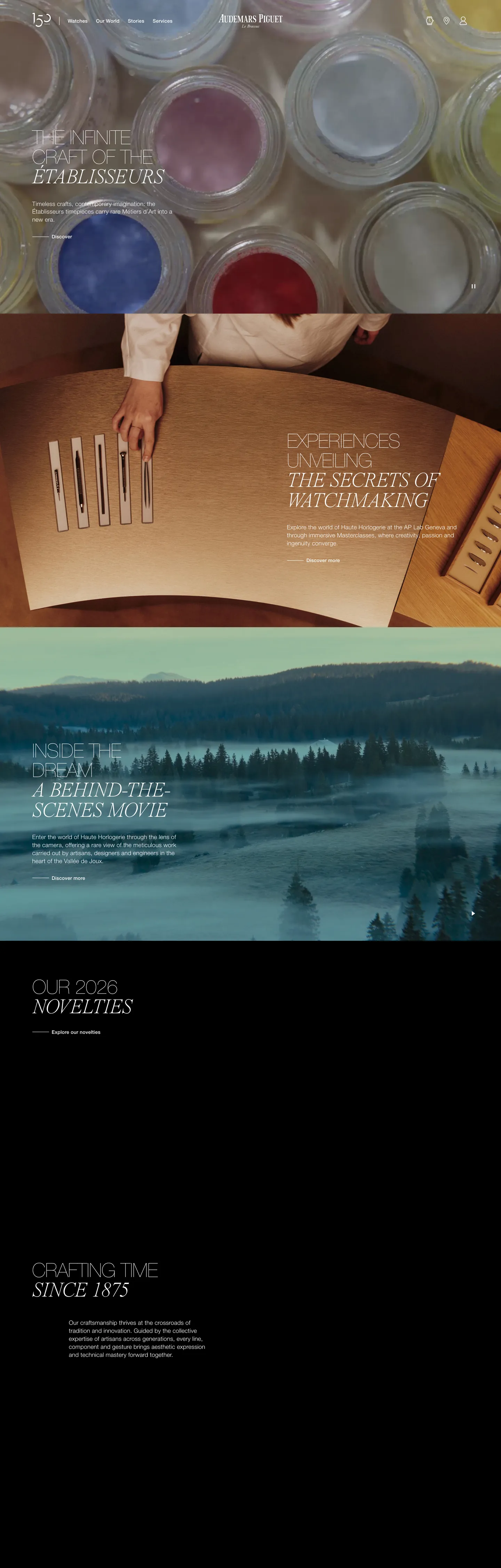Screenshot of Audemars Piguet's website at audemarspiguet.com
