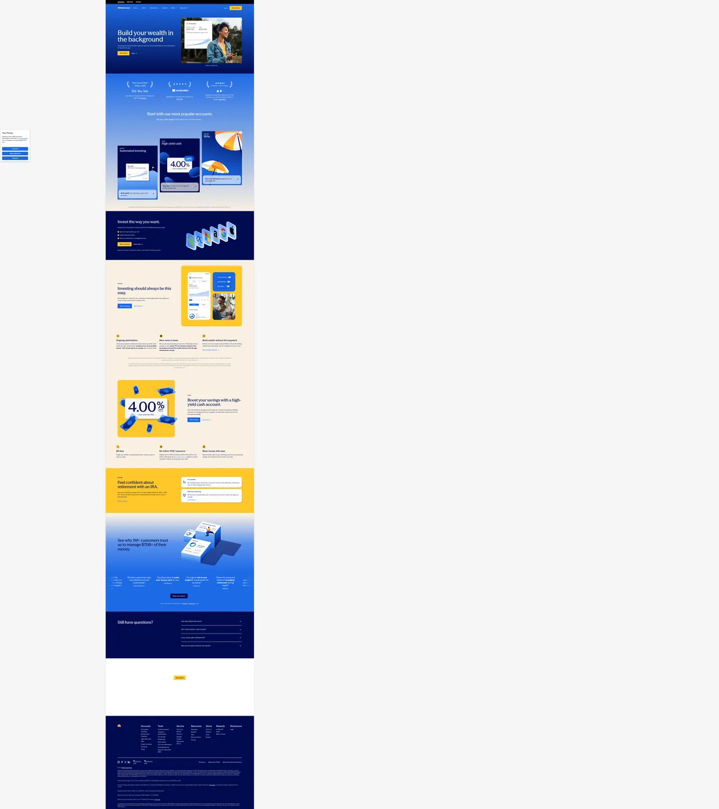 Screenshot of Betterment's website at betterment.com