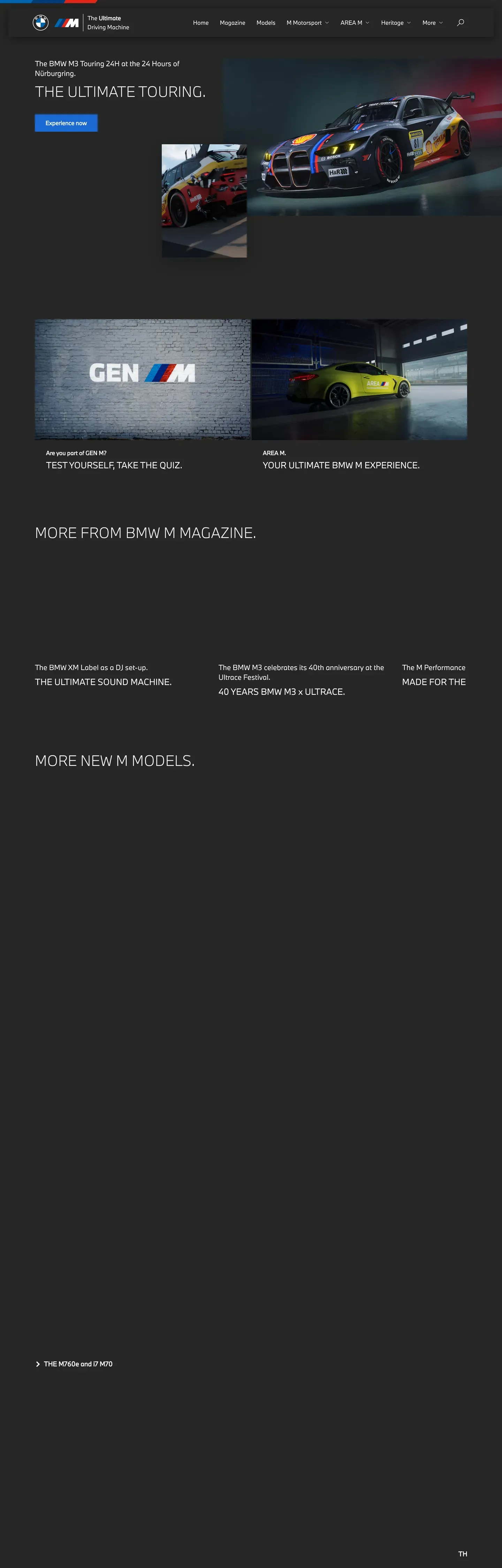 Screenshot of BMW M's website at bmw-m.com