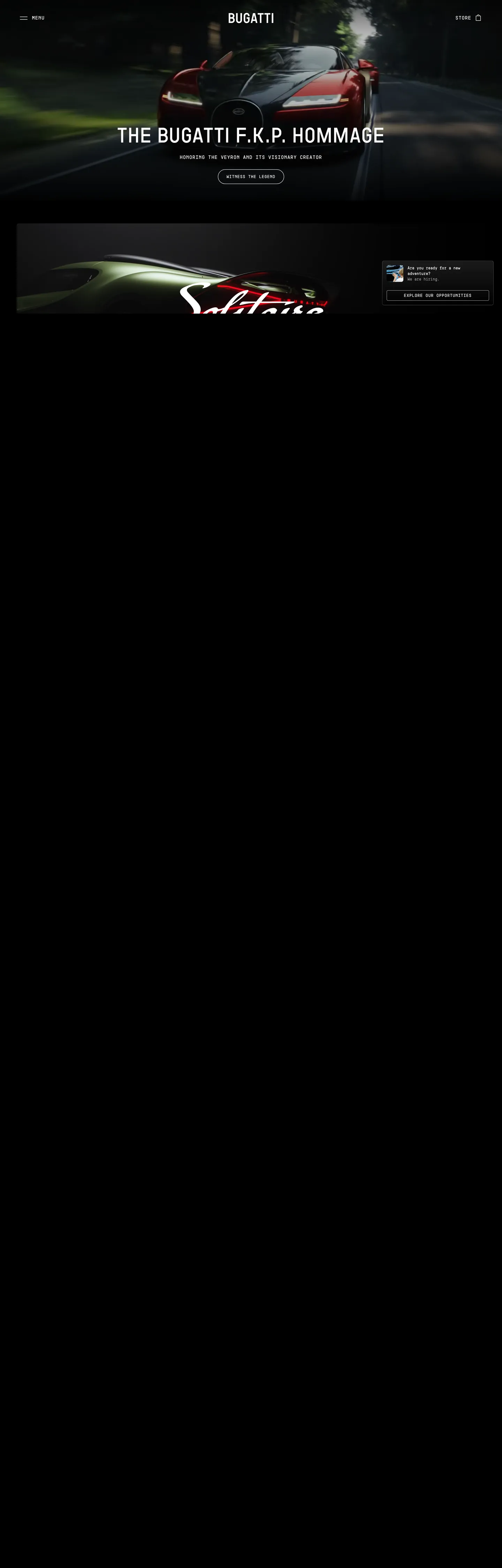 Screenshot of Bugatti's website at bugatti.com