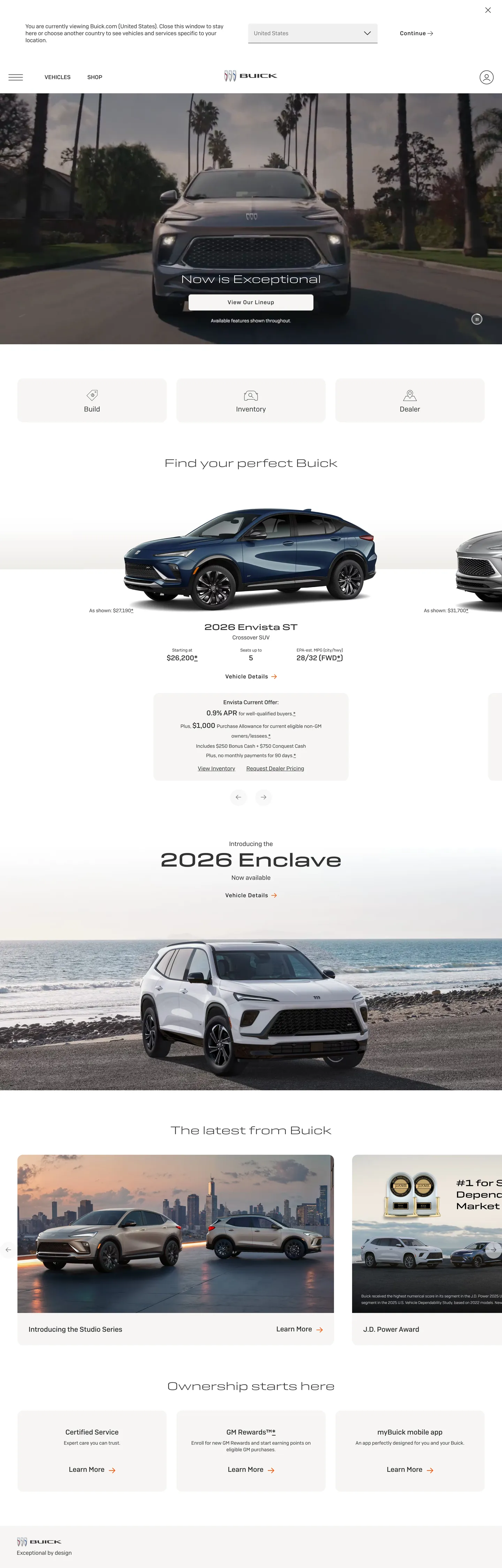 Screenshot of Buick's website at buick.com