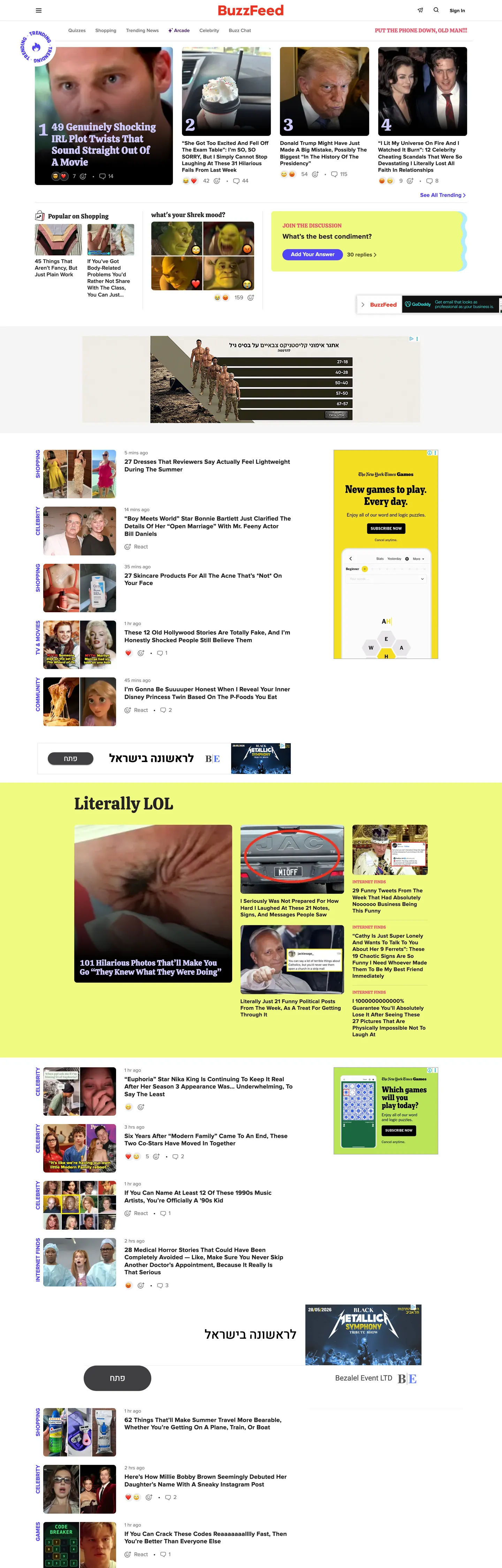 Screenshot of BuzzFeed's website at buzzfeed.com