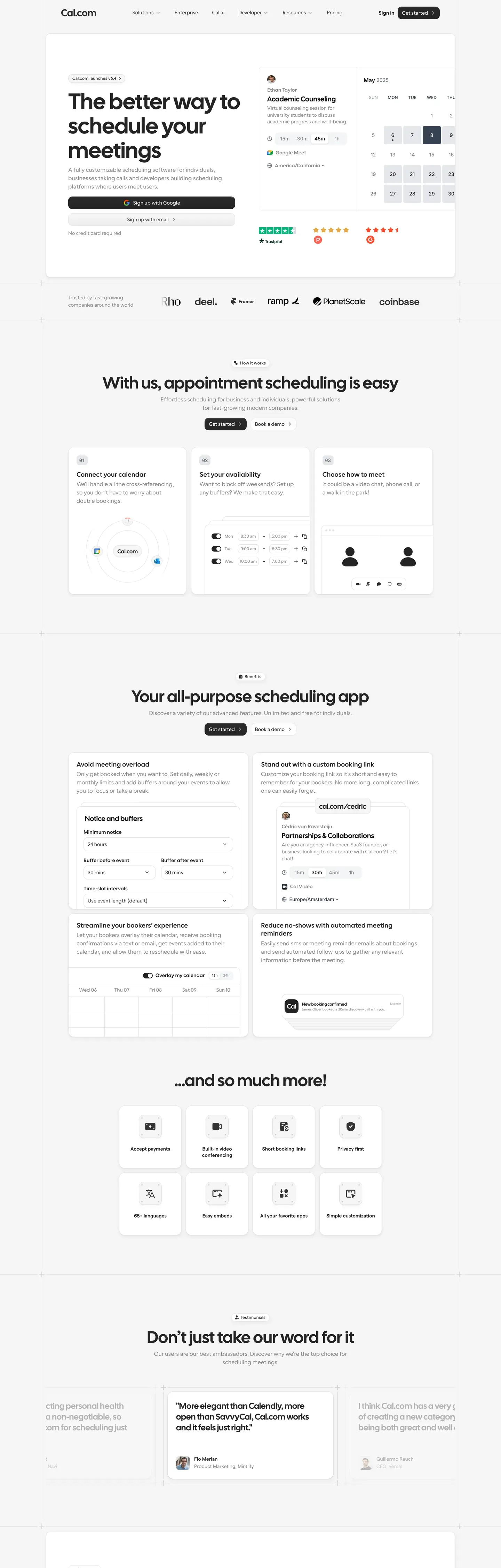 Screenshot of Cal.com's website at cal.com
