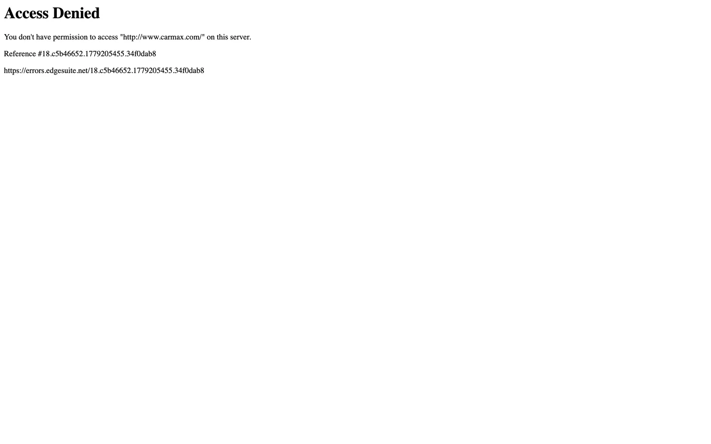 Screenshot of CarMax's website at carmax.com