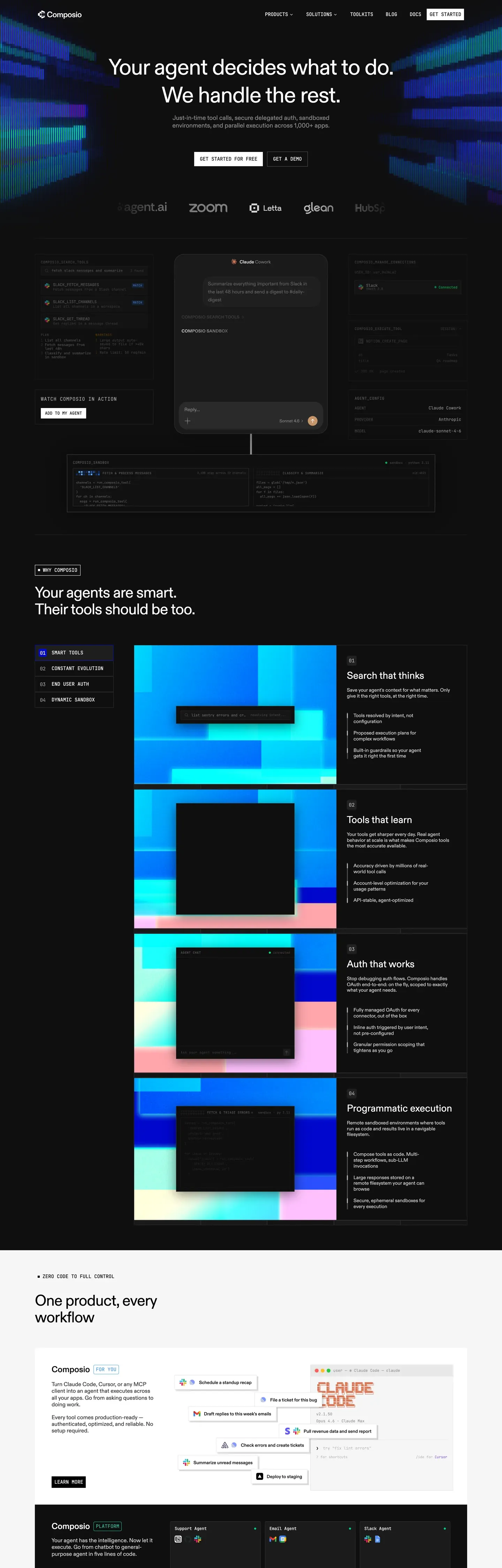 Screenshot of Composio's website at composio.dev