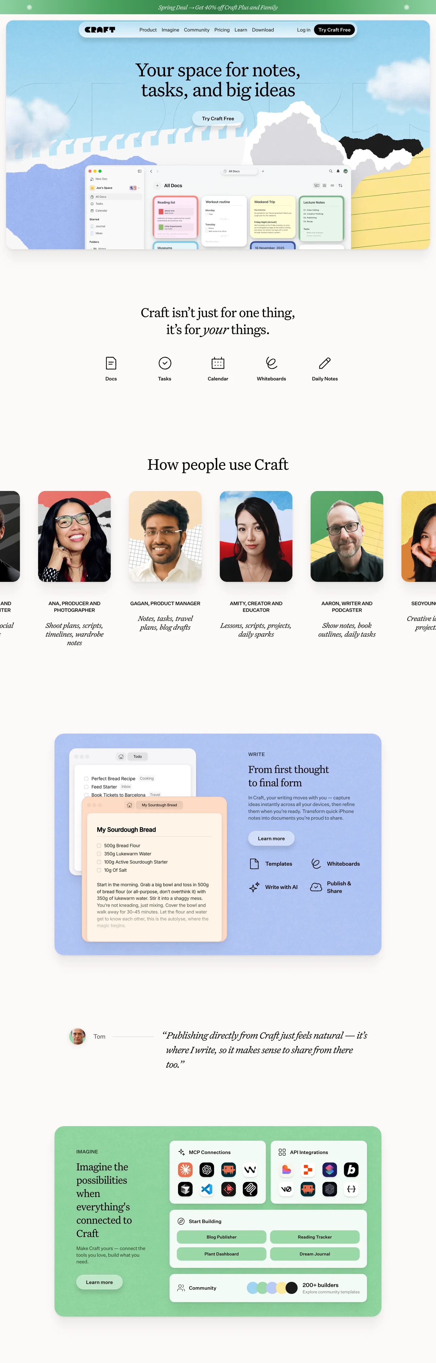 Screenshot of Craft's website at craft.do
