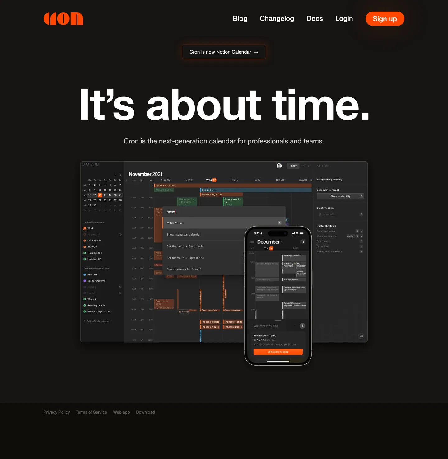 Screenshot of Cron's website at cron.com