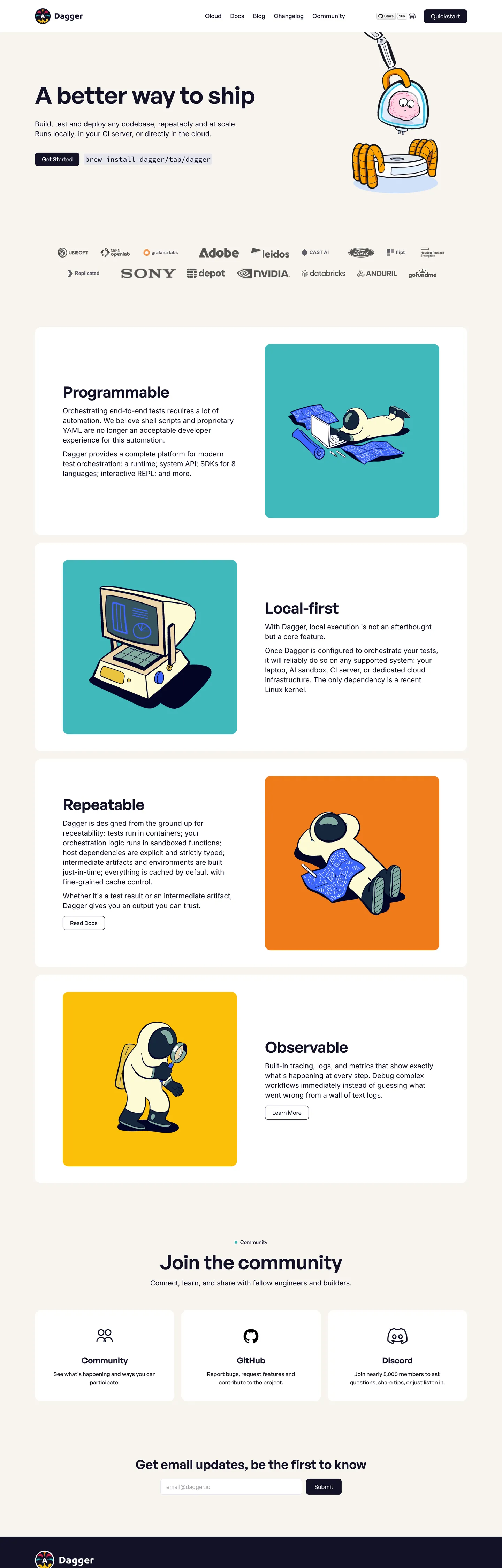 Screenshot of Dagger's website at dagger.io