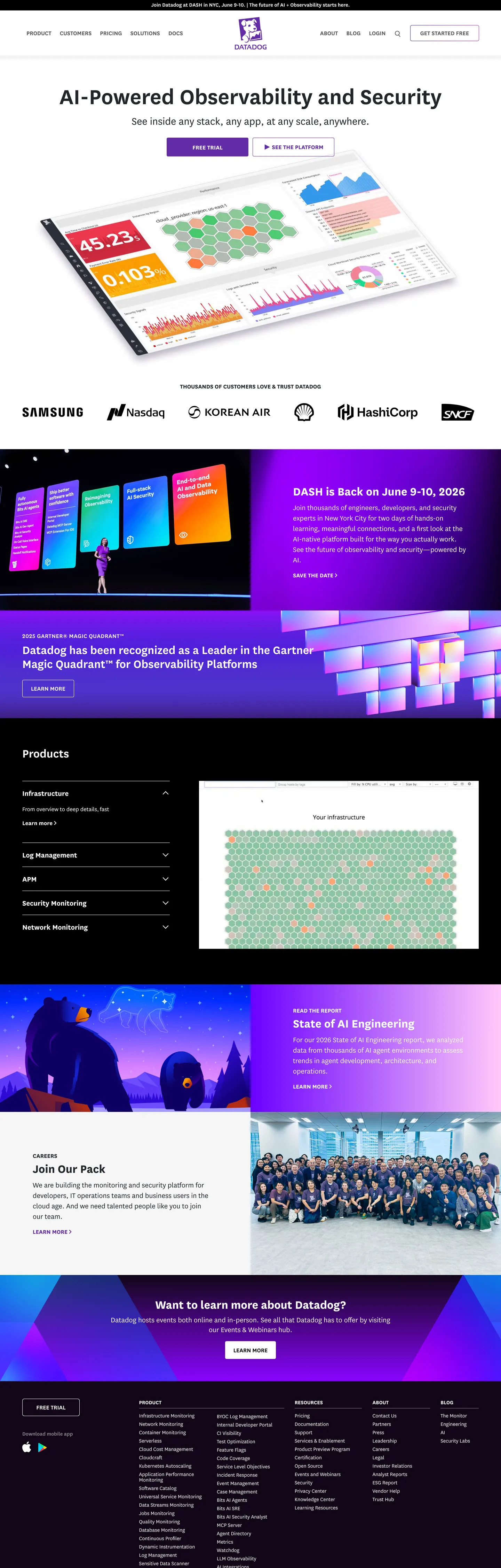 Screenshot of Datadog's website at datadoghq.com