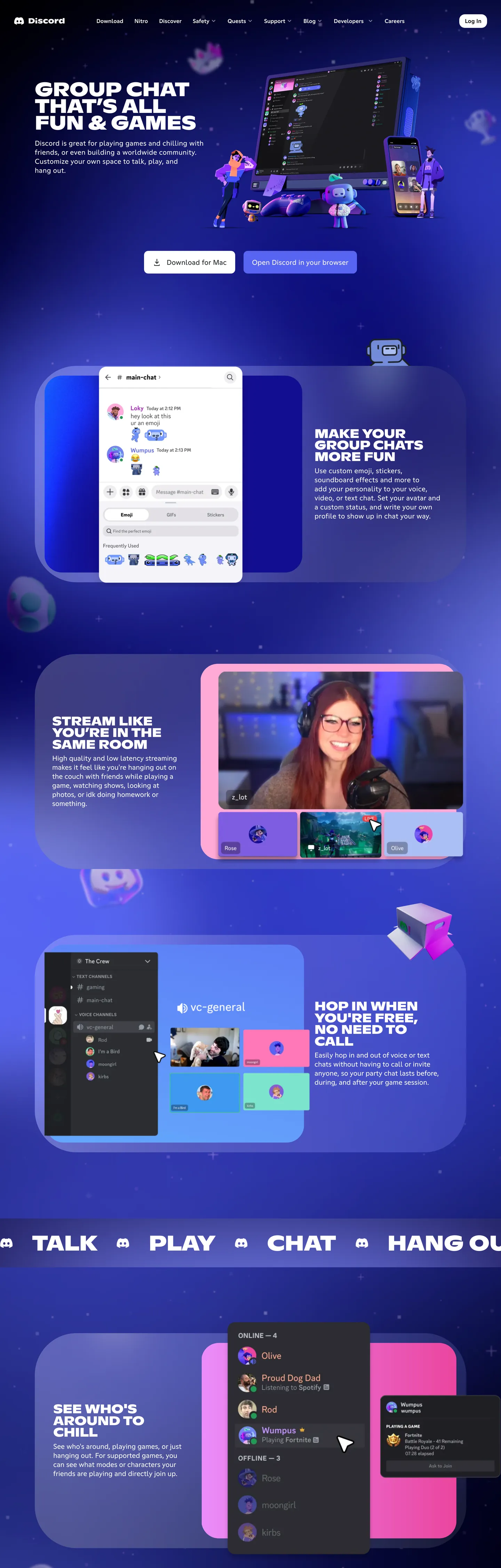 Screenshot of Discord's website at discord.com