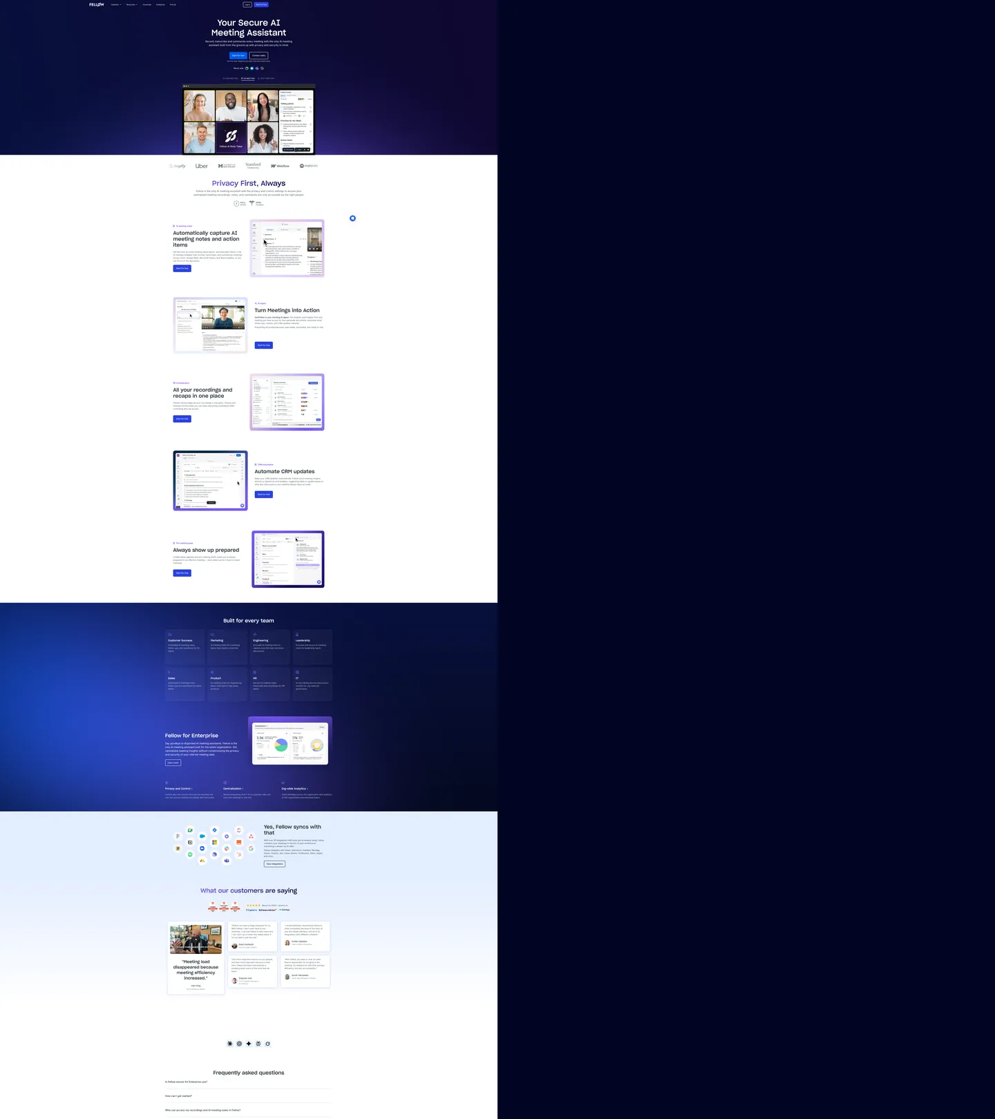 Screenshot of Fellow's website at fellow.app