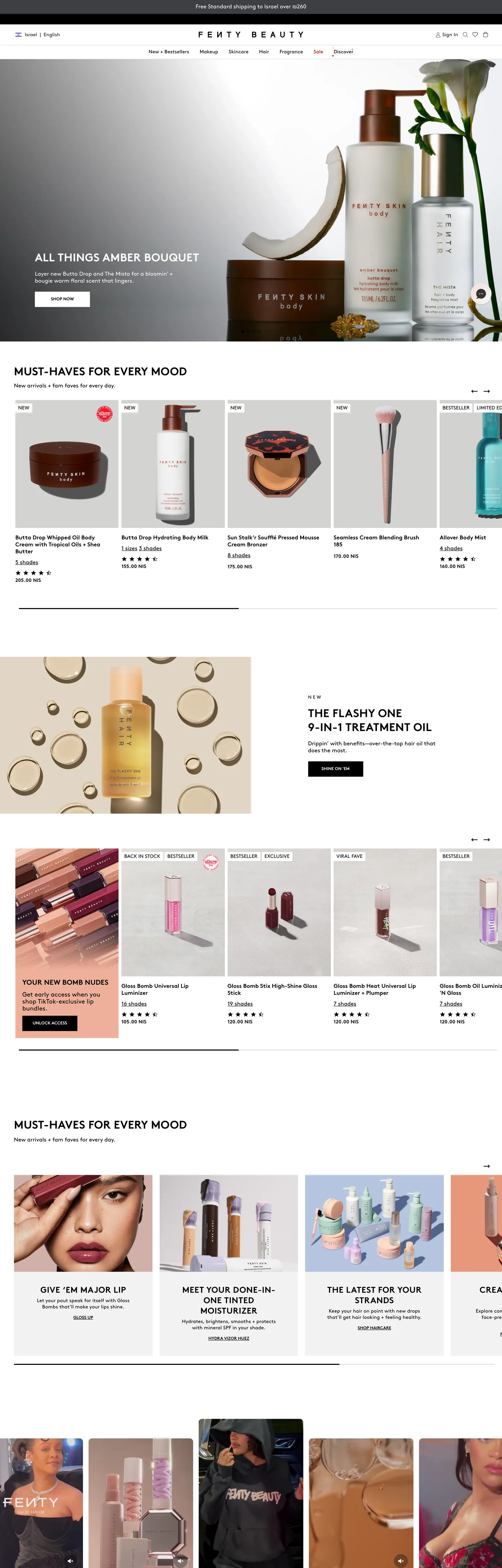 Screenshot of Fenty Beauty's website at fentybeauty.com