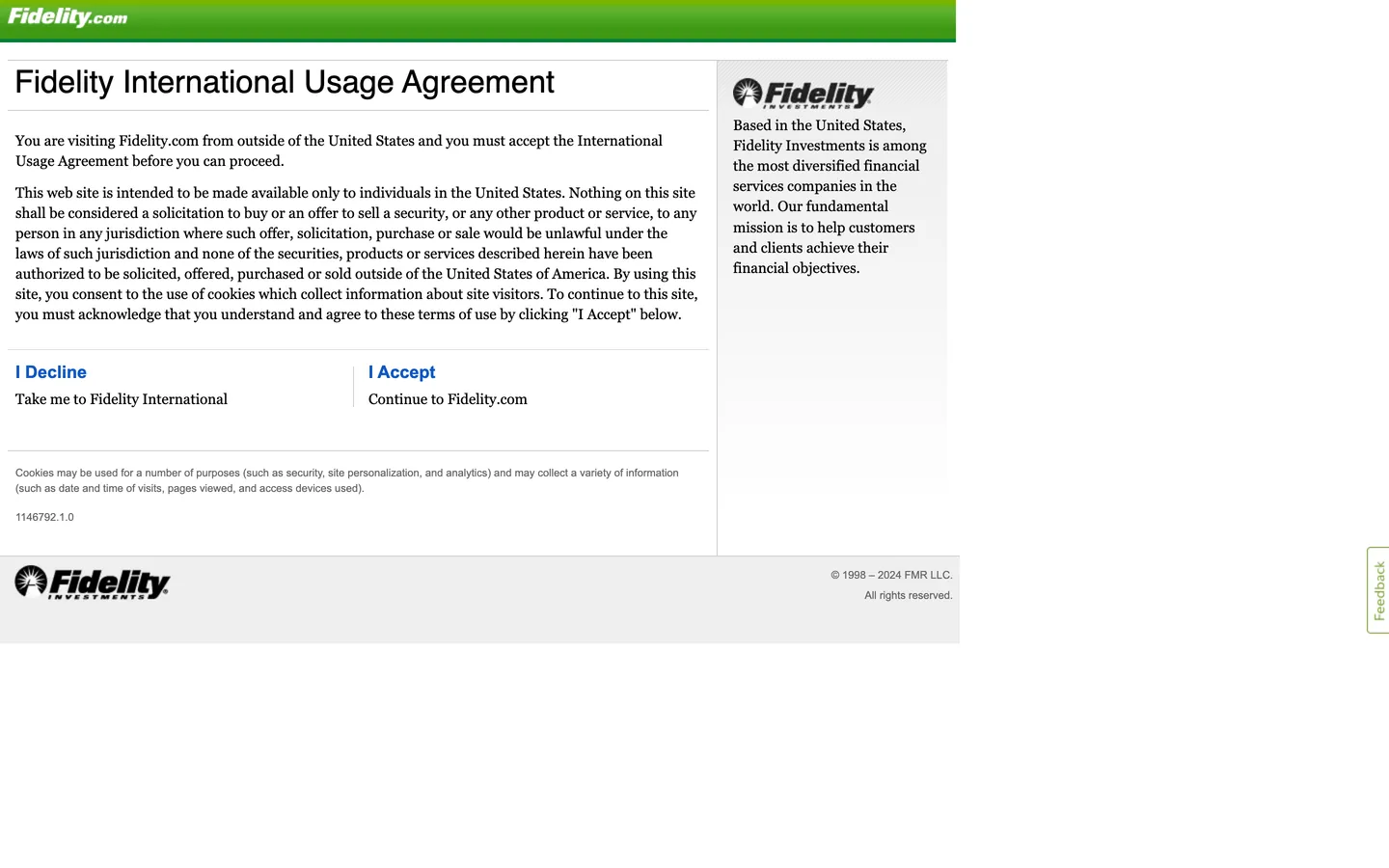 Screenshot of Fidelity's website at fidelity.com