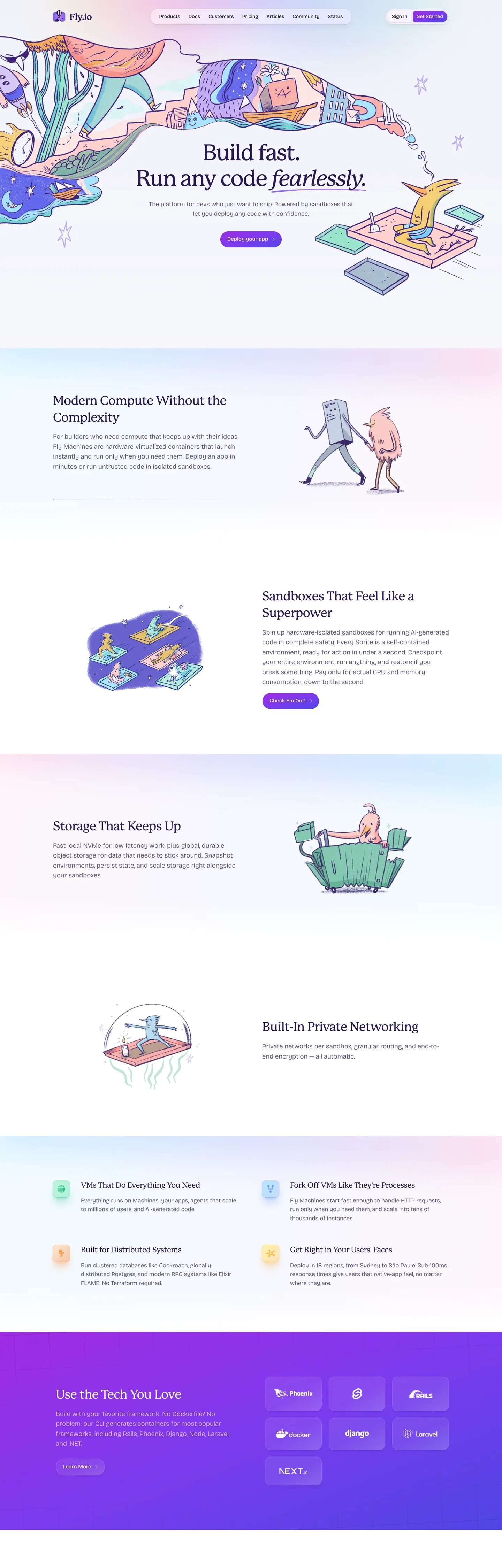 Screenshot of Fly.io's website at fly.io