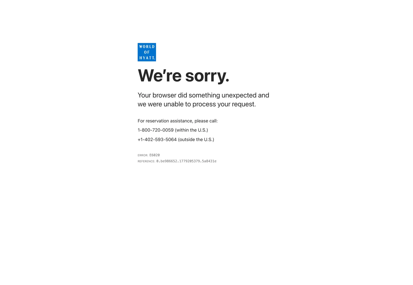 Screenshot of Hyatt's website at hyatt.com