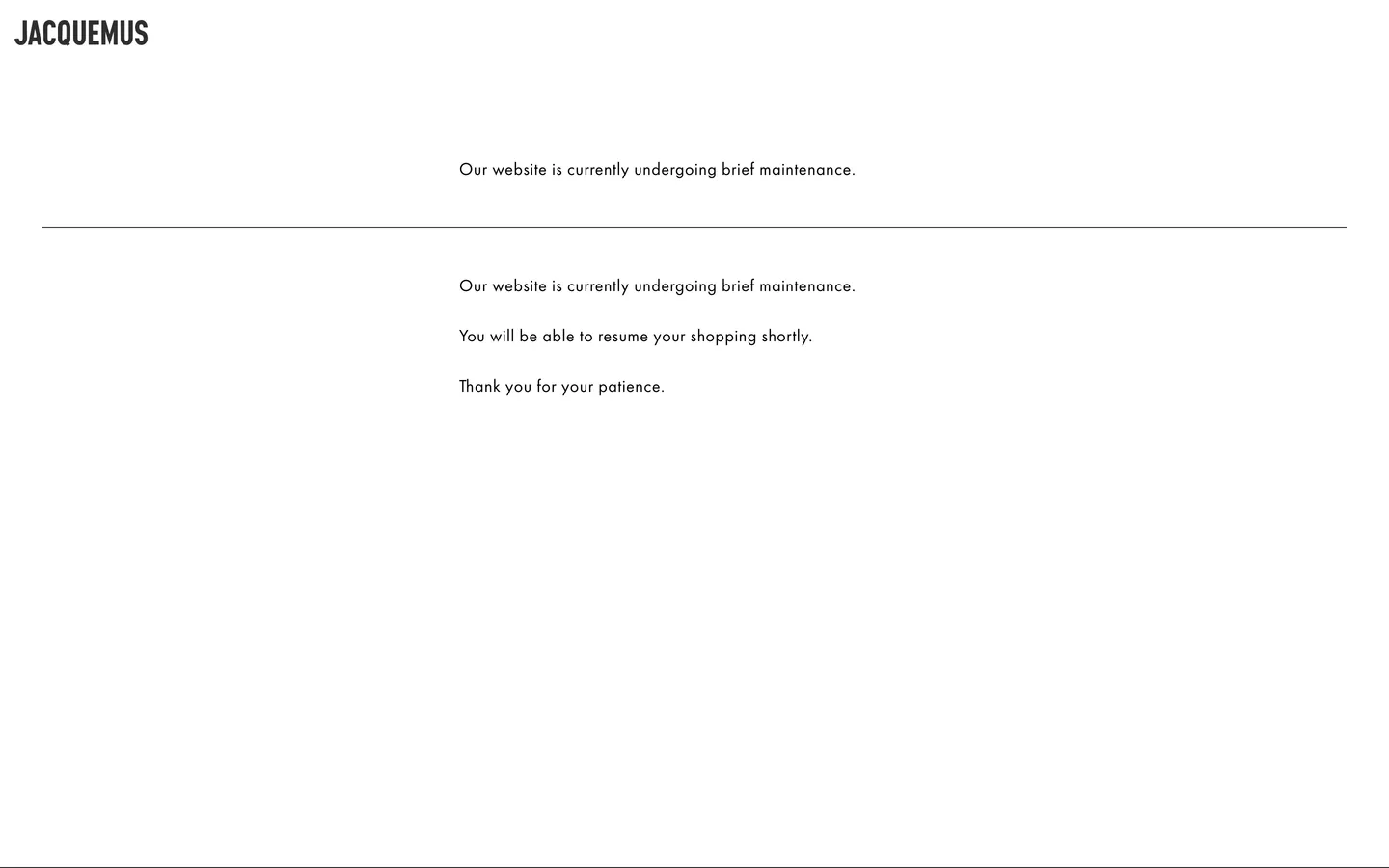 Screenshot of JACQUEMUS's website at jacquemus.com