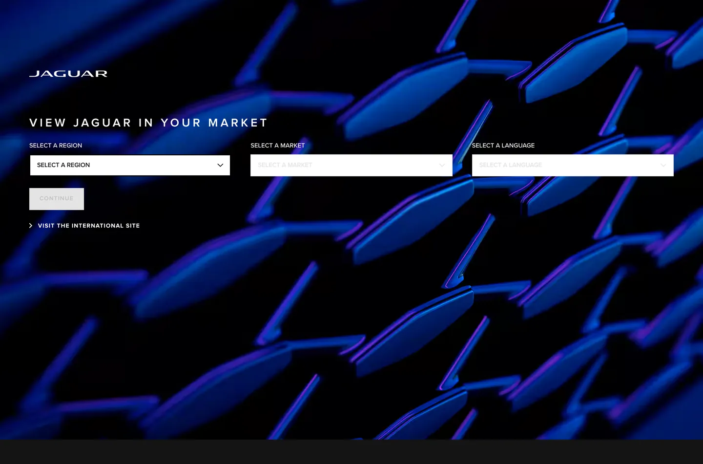 Screenshot of Jaguar's website at jaguar.com
