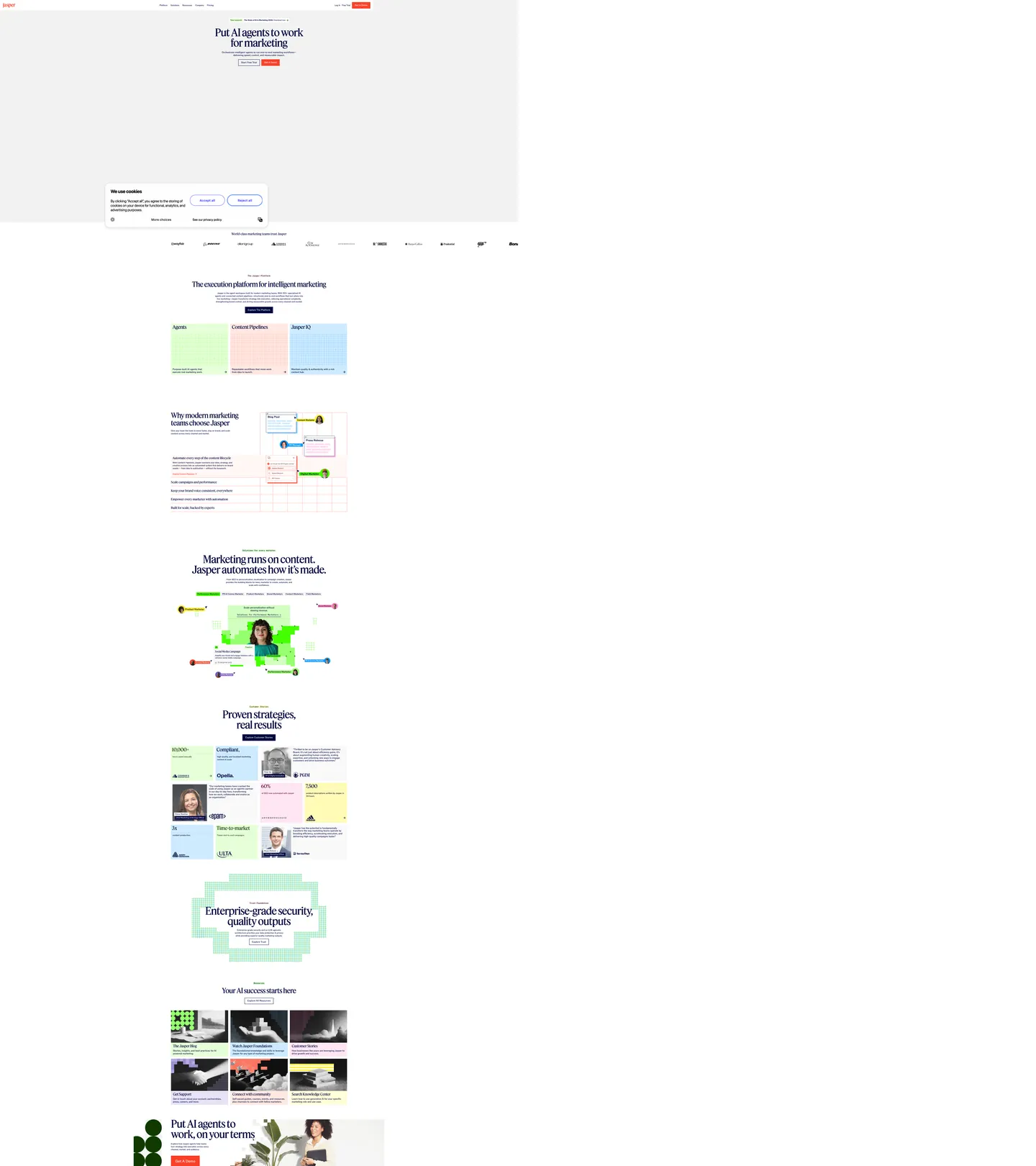 Screenshot of Jasper's website at jasper.ai