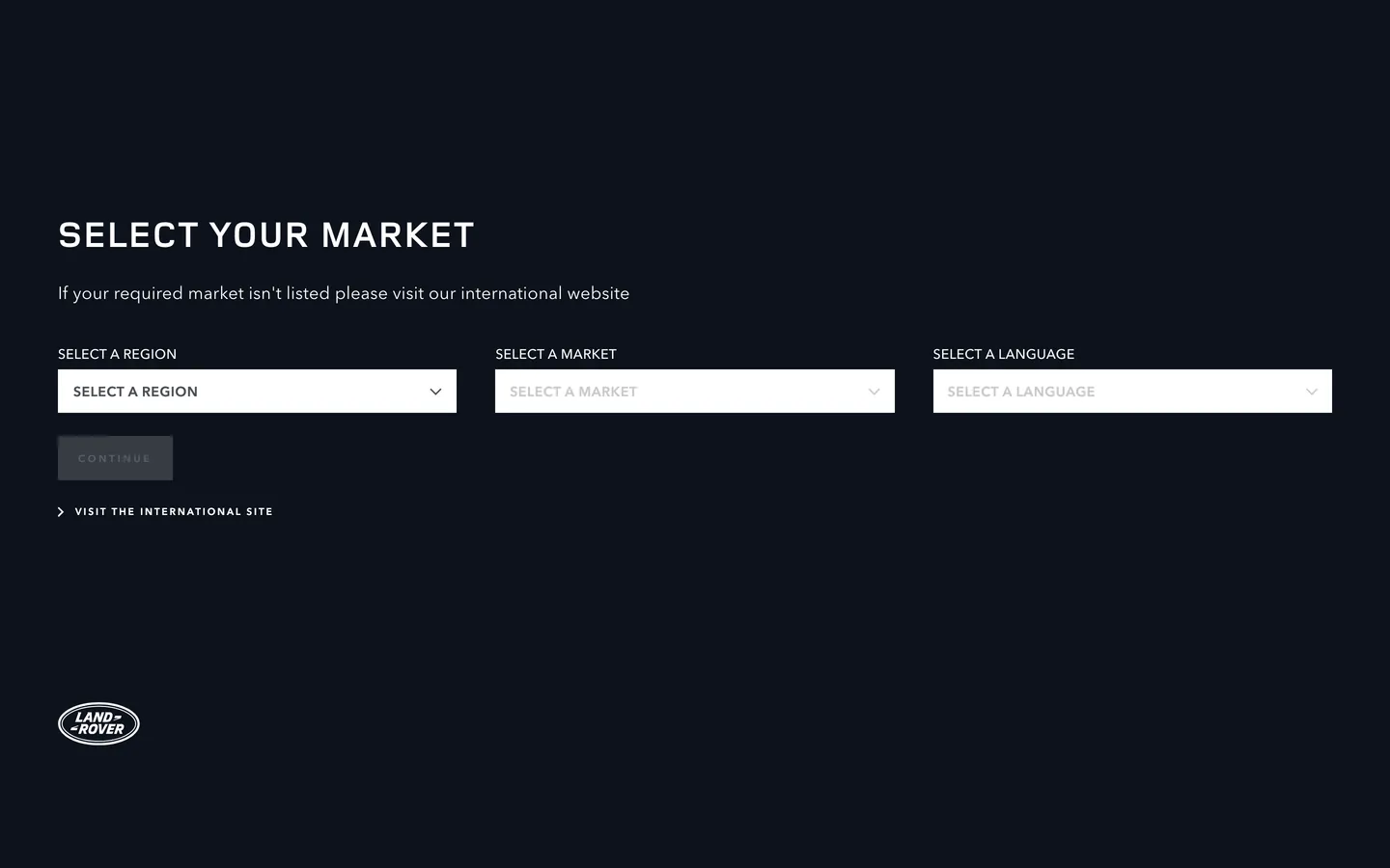 Screenshot of Land Rover's website at landrover.com