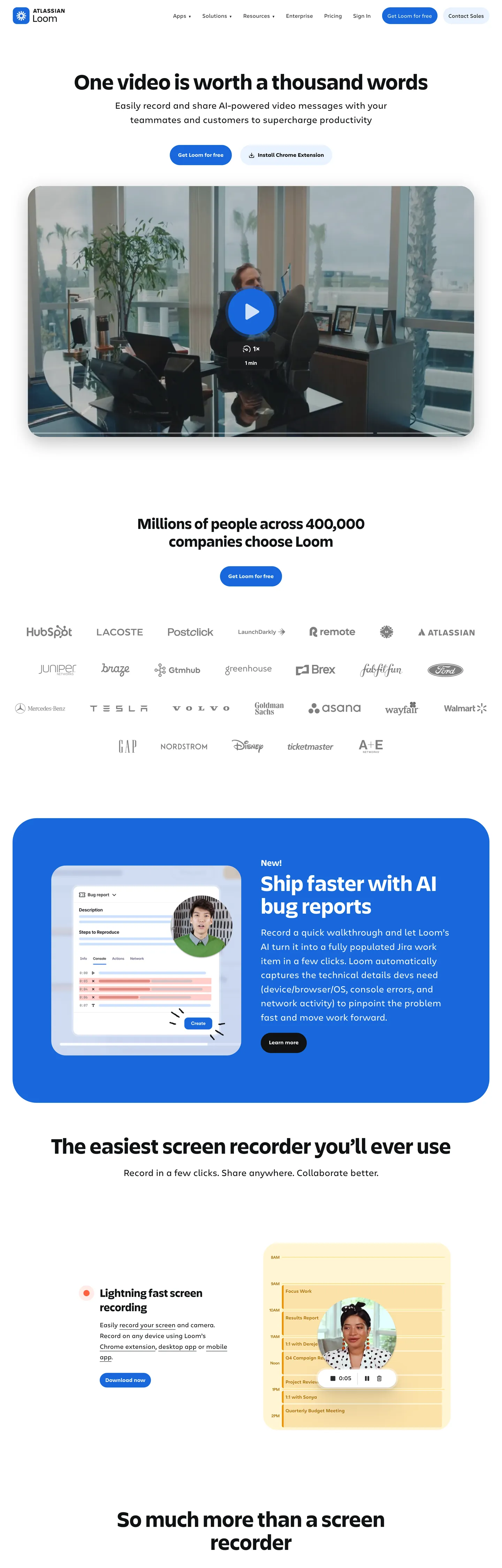 Screenshot of Loom's website at loom.com