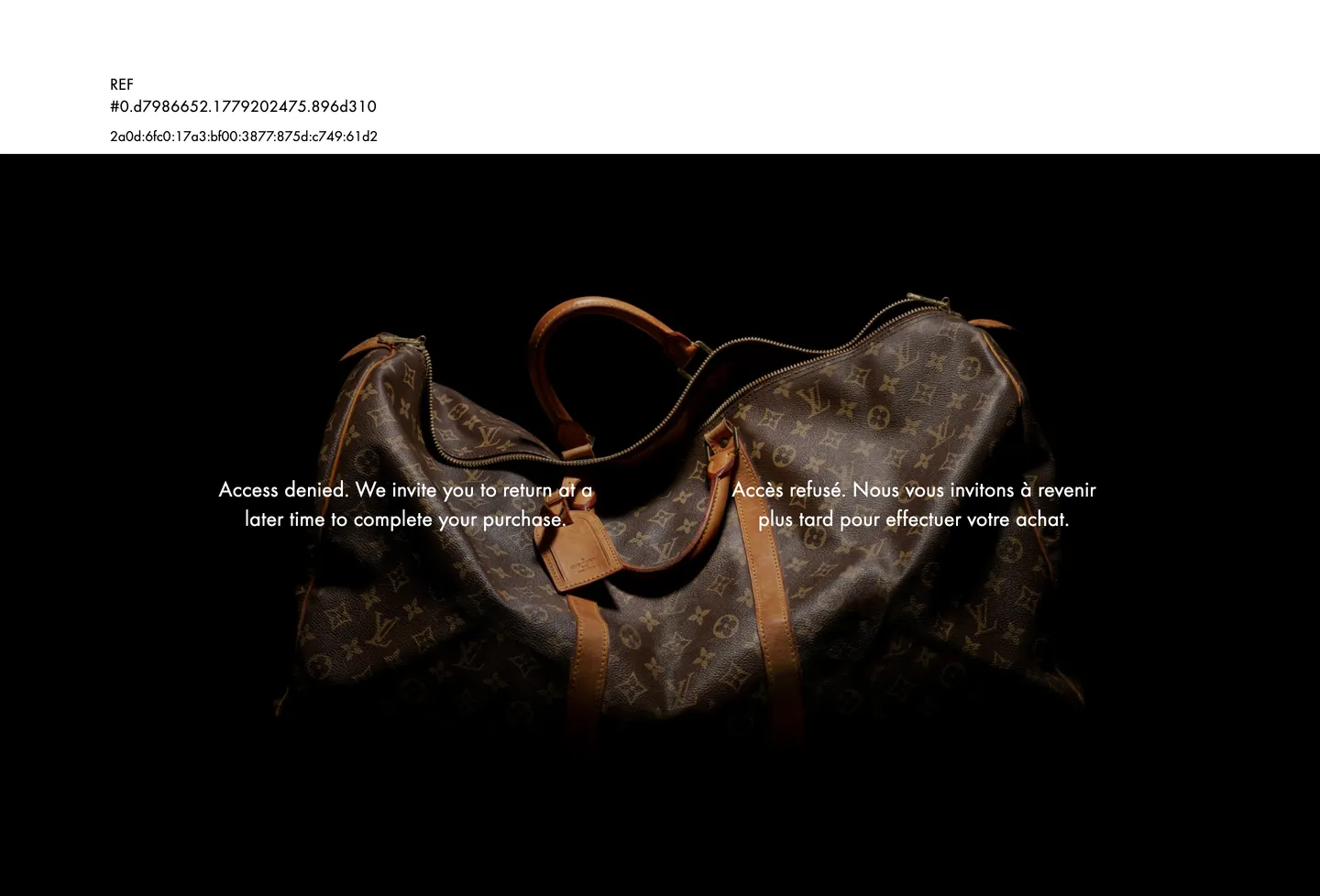 Screenshot of Louis Vuitton's website at us.louisvuitton.com
