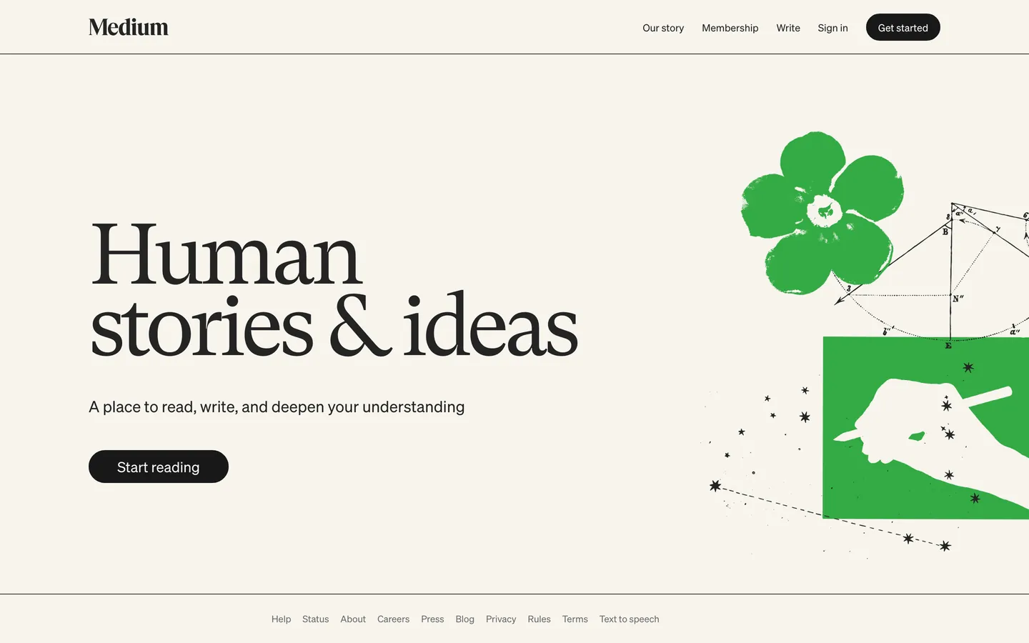 Screenshot of Medium's website at medium.com