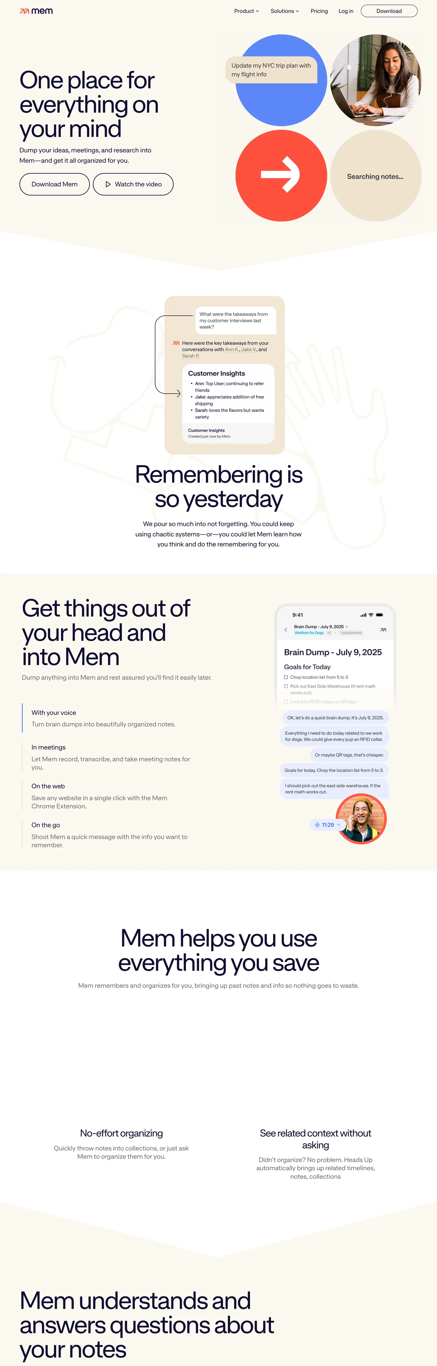 Screenshot of Mem's website at get.mem.ai
