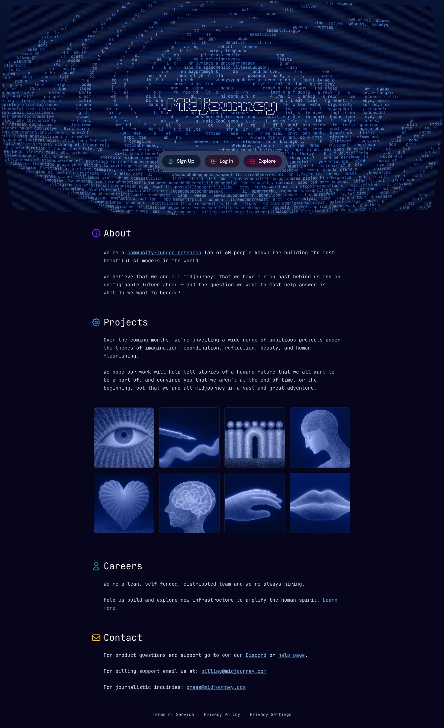 Screenshot of Midjourney's website at midjourney.com