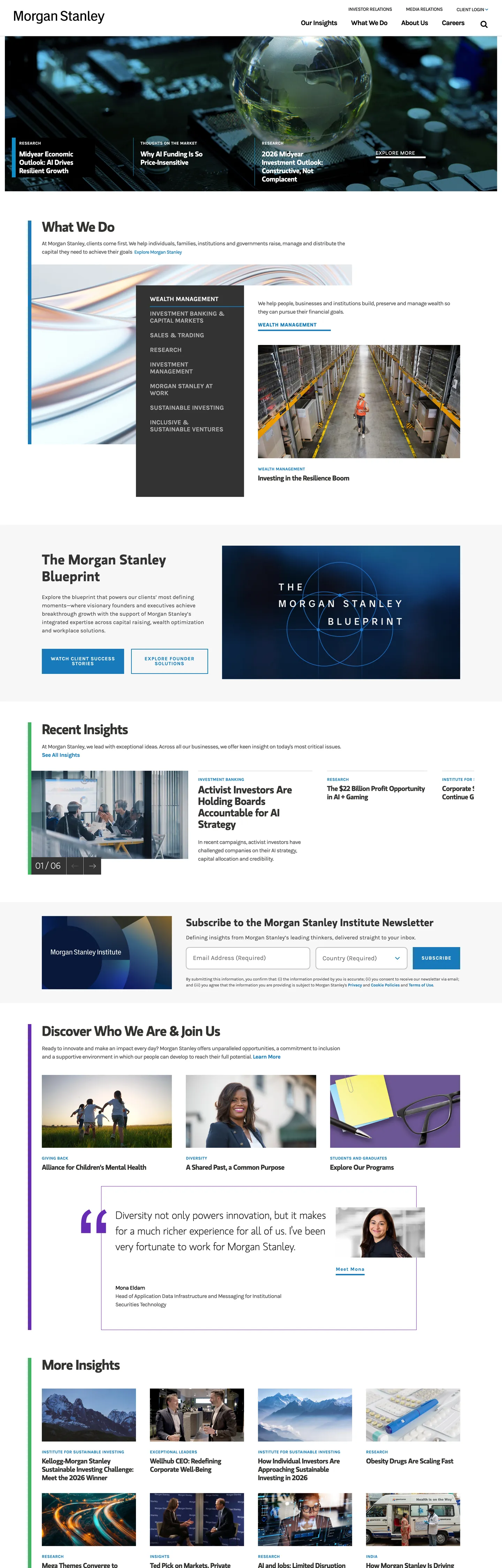 Screenshot of Morgan Stanley's website at morganstanley.com