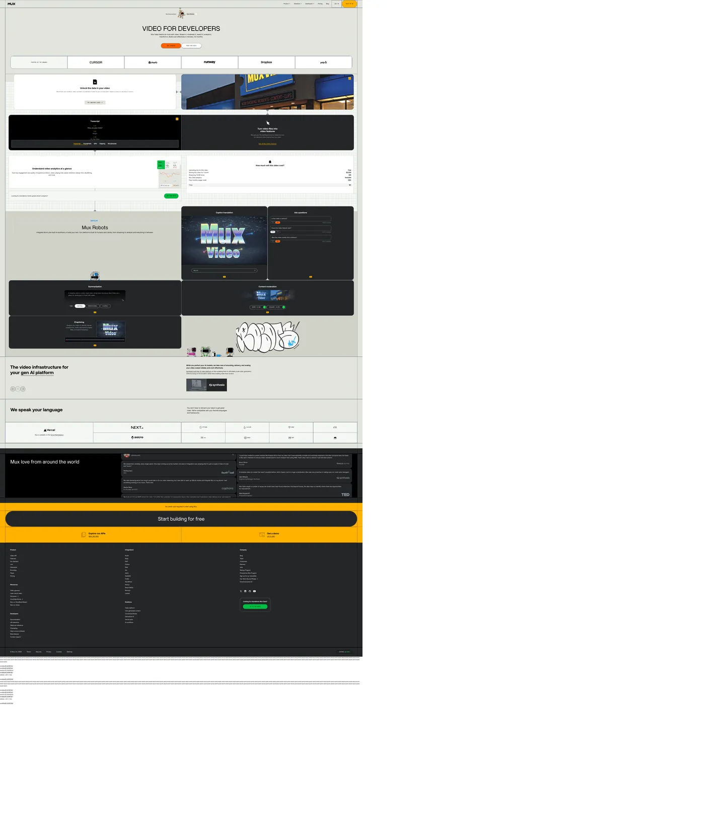 Screenshot of Mux's website at mux.com