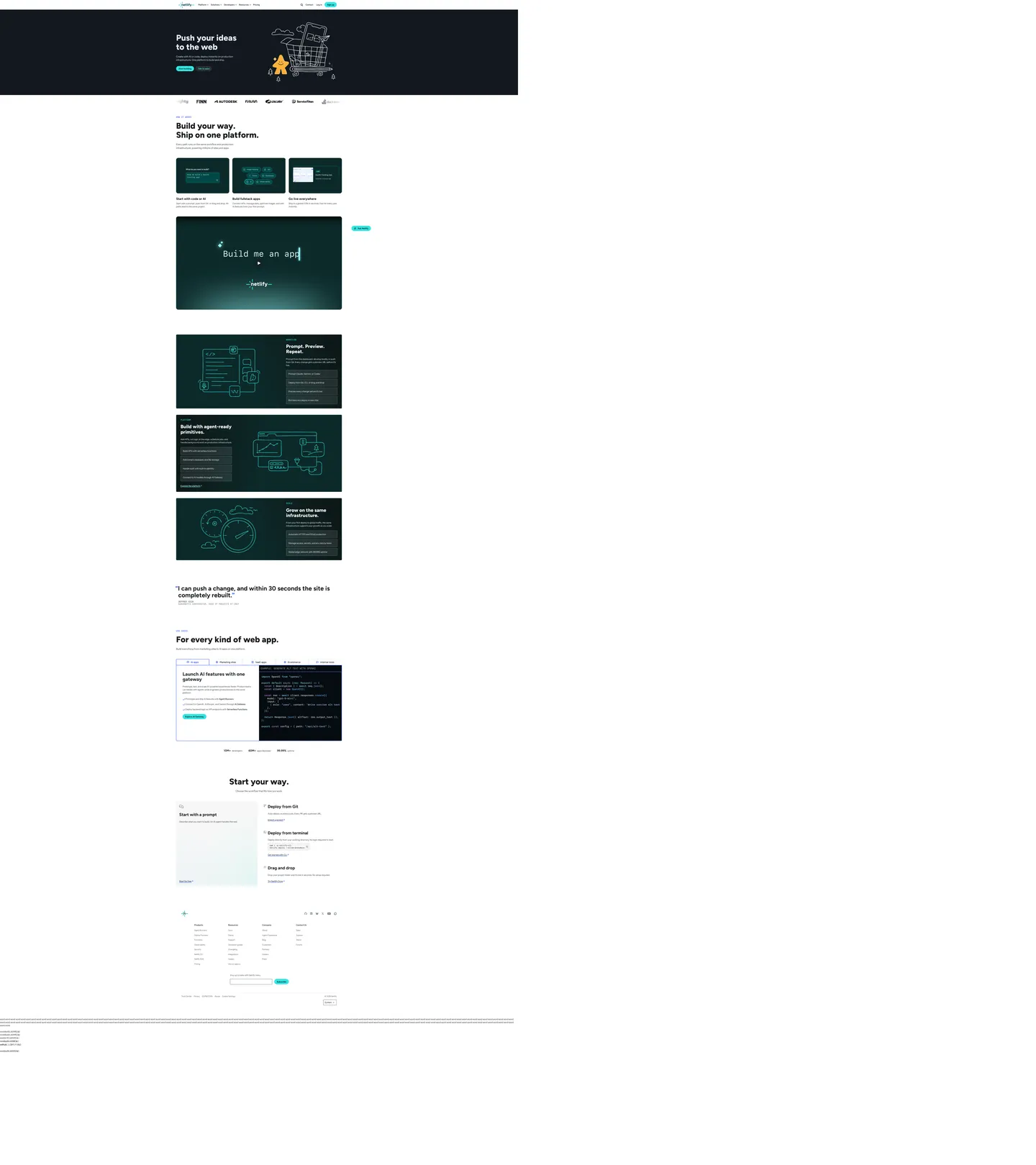 Screenshot of Netlify's website at netlify.com
