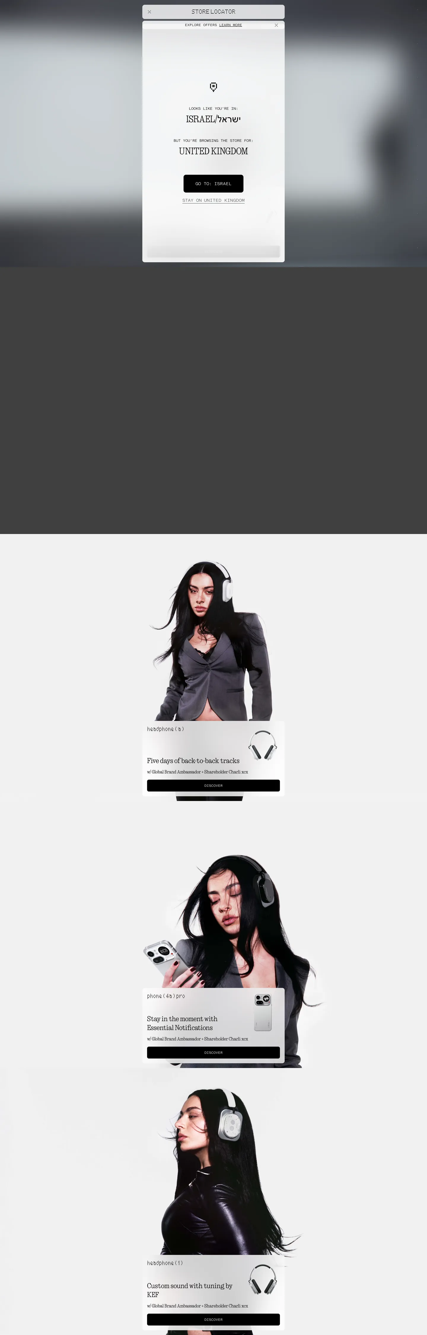 Screenshot of Nothing's website at nothing.tech