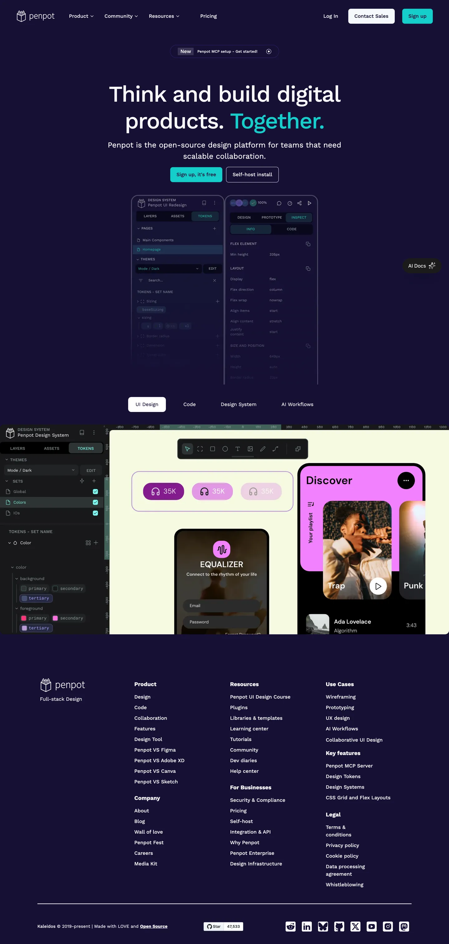 Screenshot of Penpot's website at penpot.app