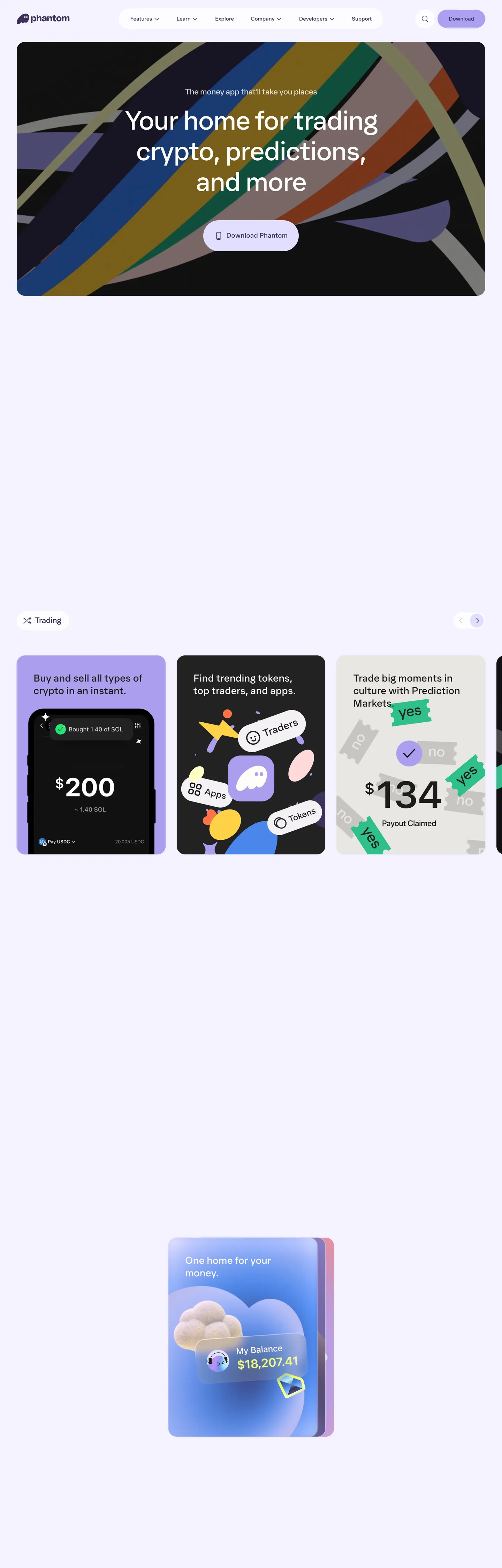 Screenshot of Phantom's website at phantom.app