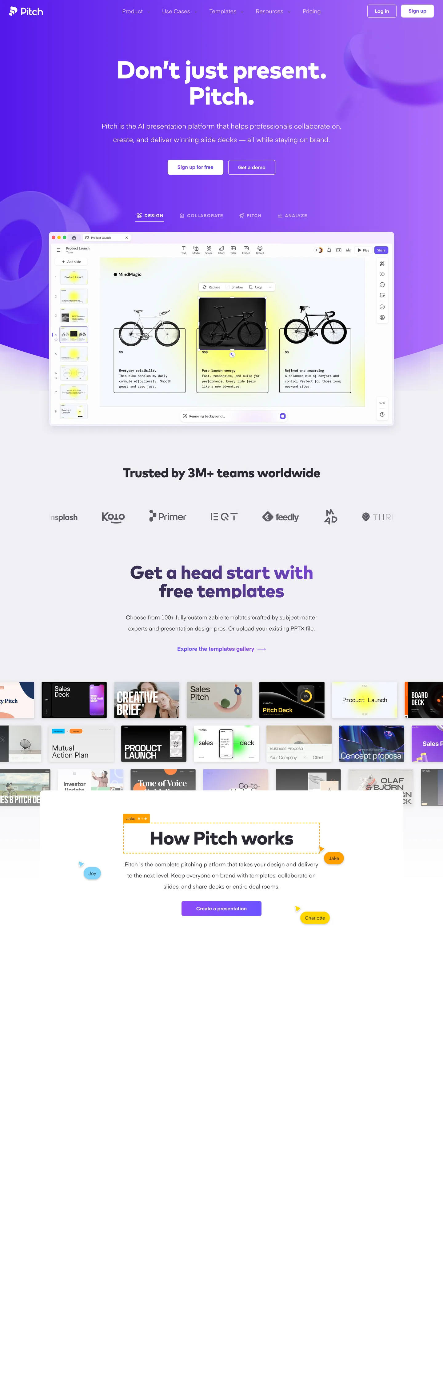 Screenshot of Pitch's website at pitch.com