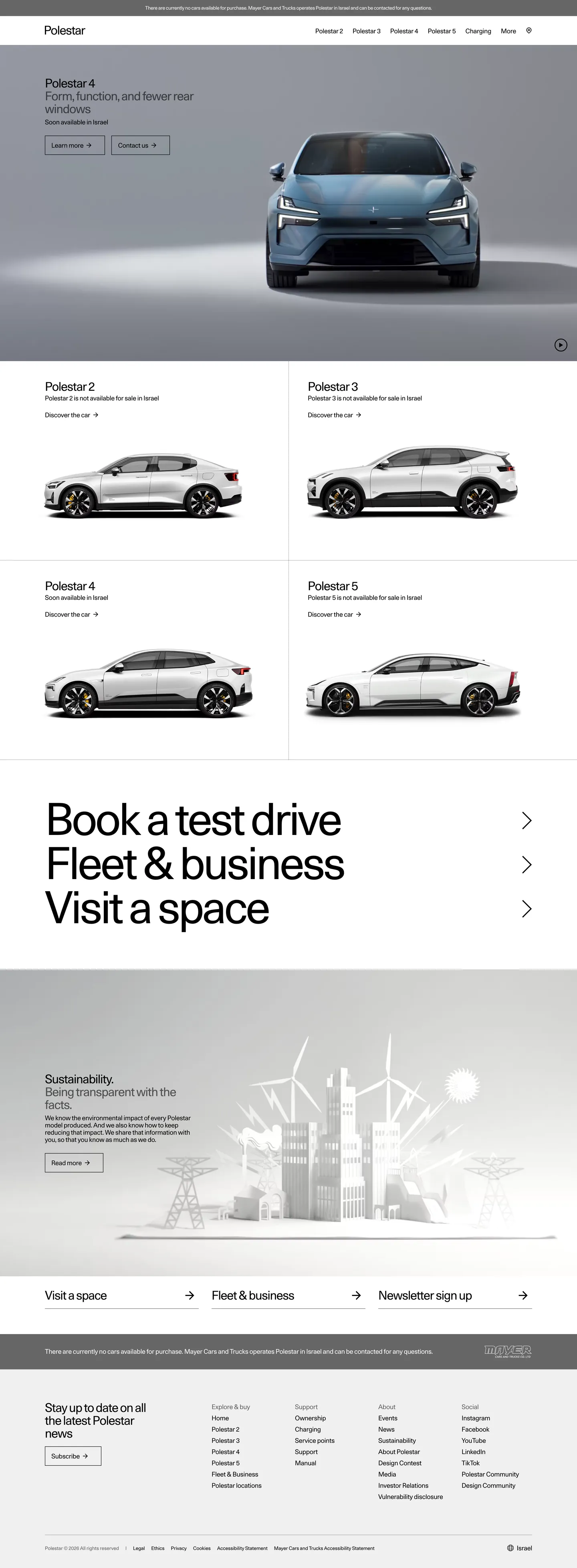 Screenshot of Polestar's website at polestar.com