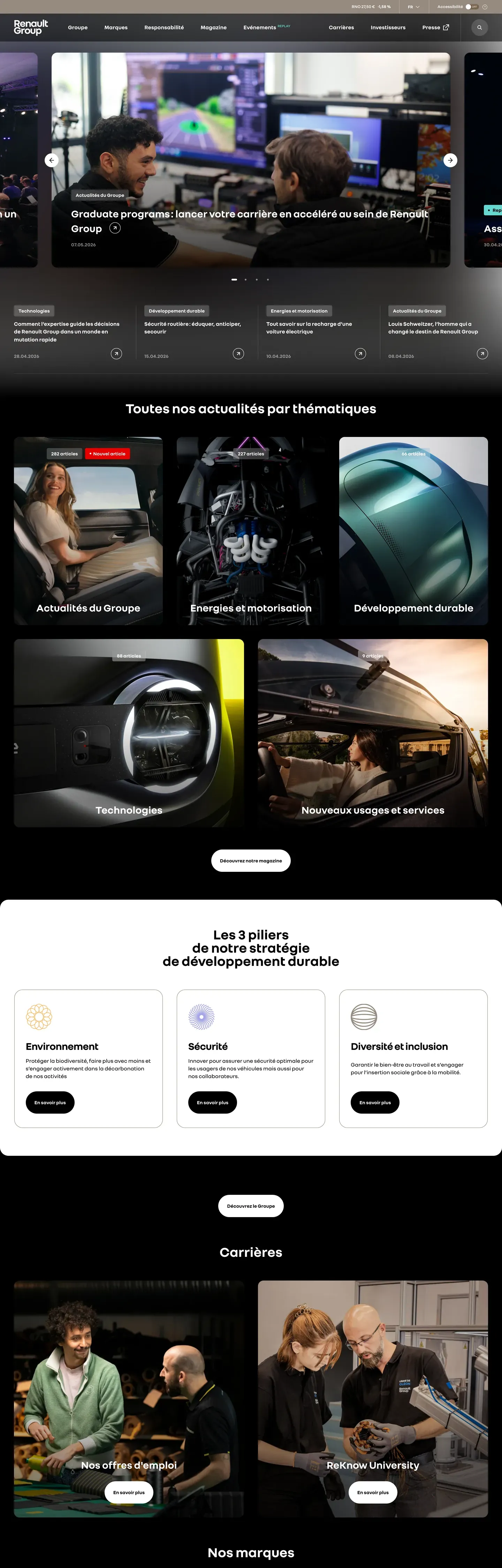 Screenshot of Renault's website at renault.com